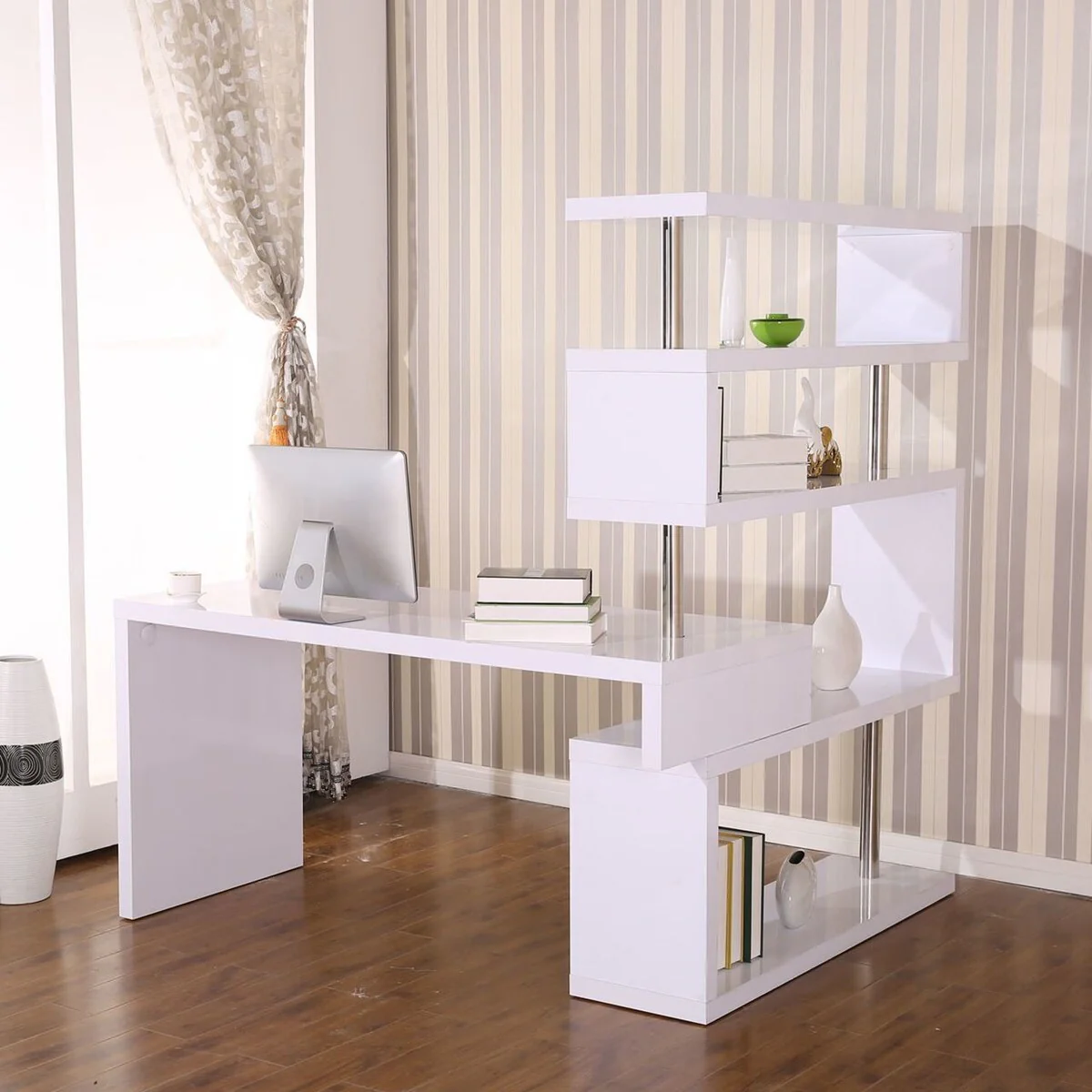 Home Office Desk with Shelves