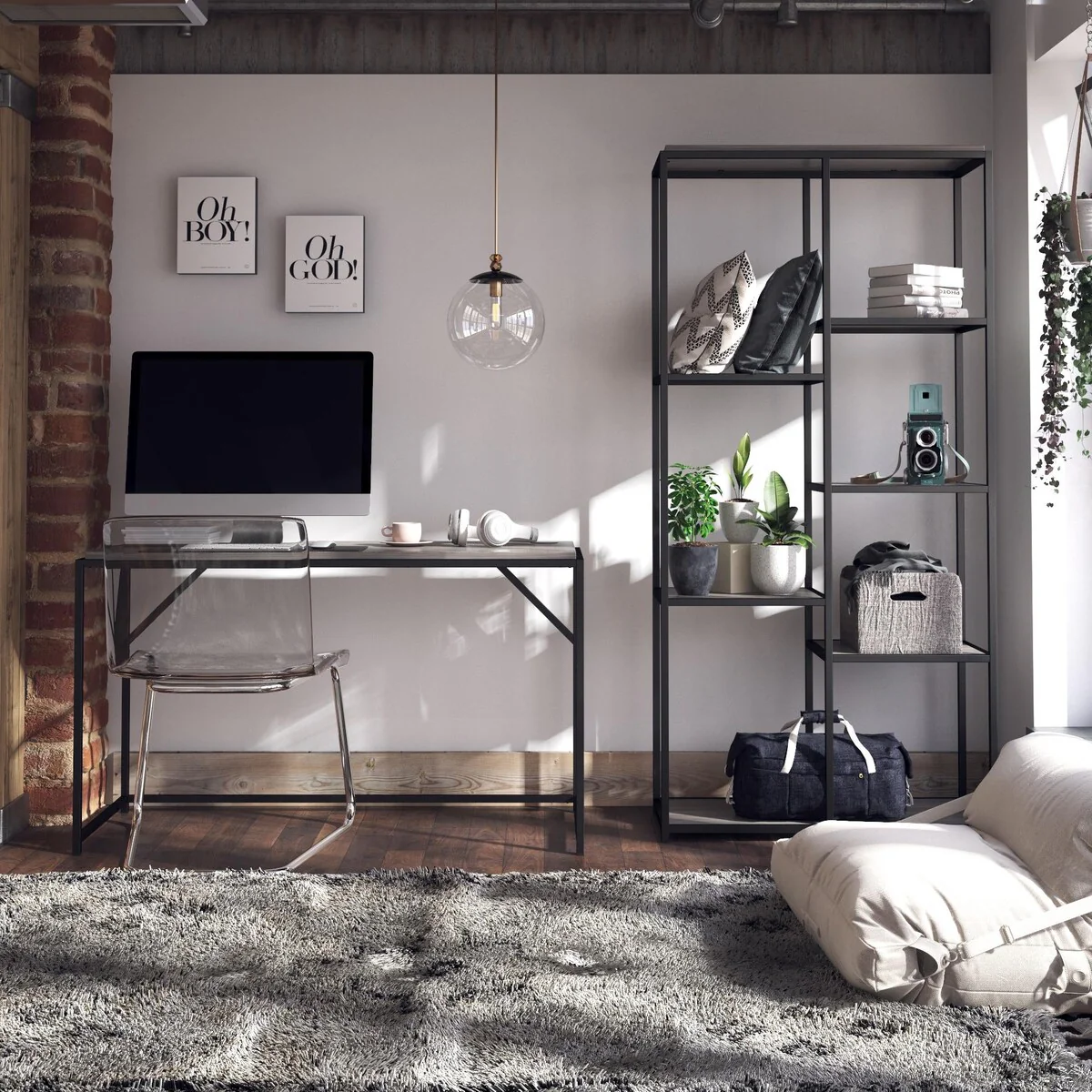 Quincy Writing Desk, Gray Oak