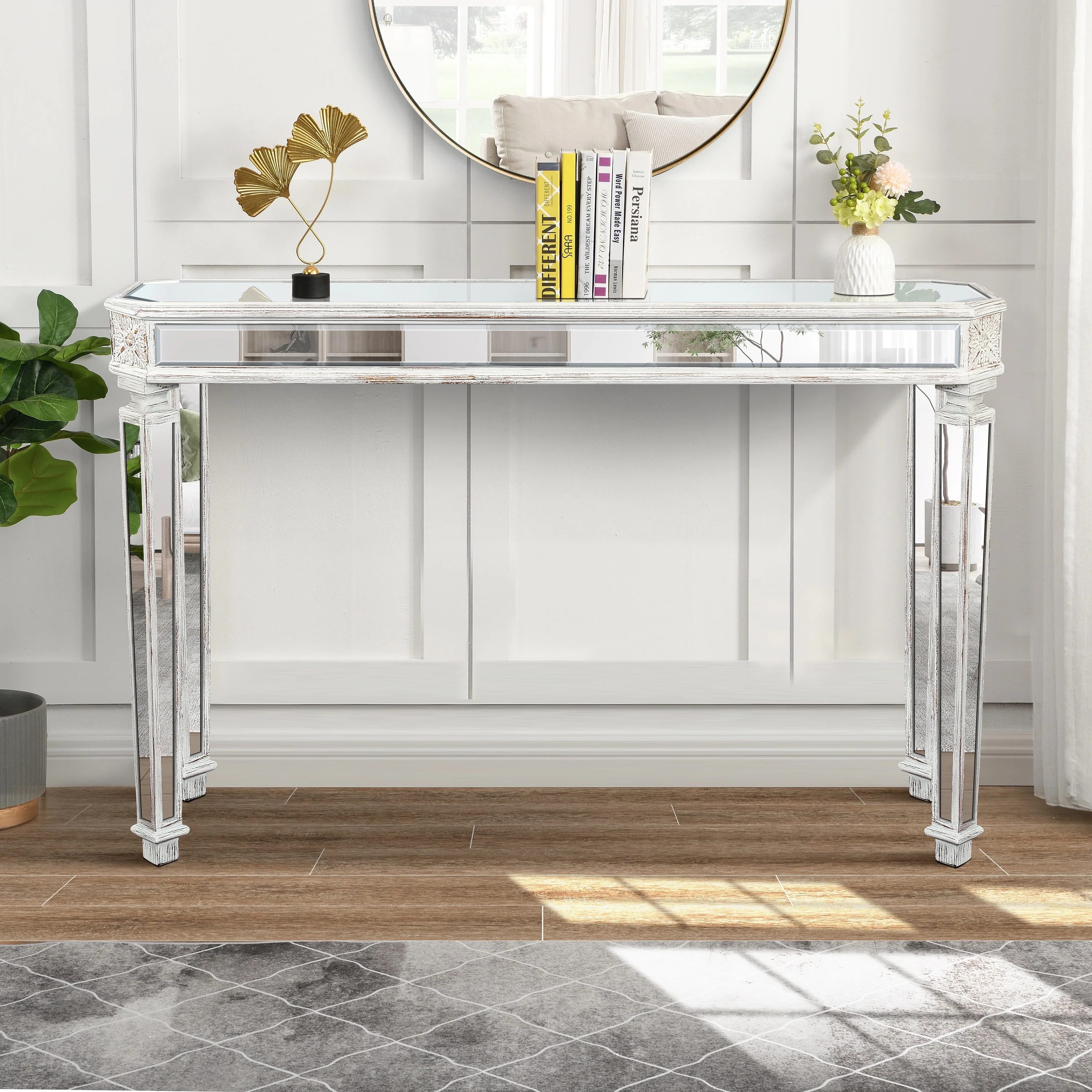 Mirror Console Table Vintage Wood
