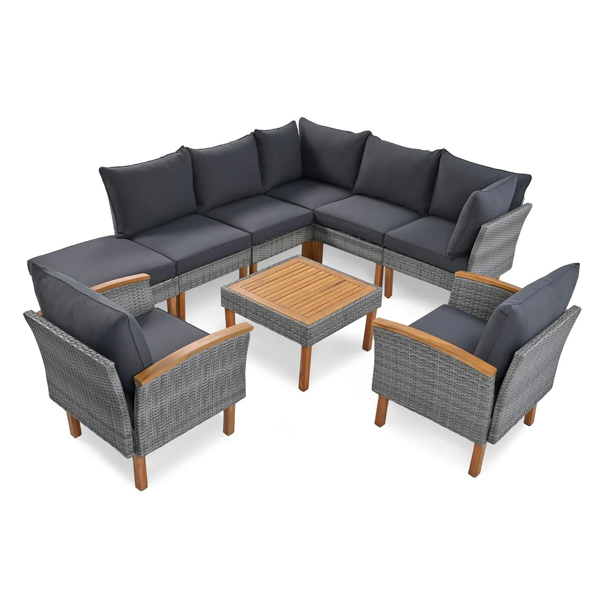 9-Piece Wicker Patio Conversation Set