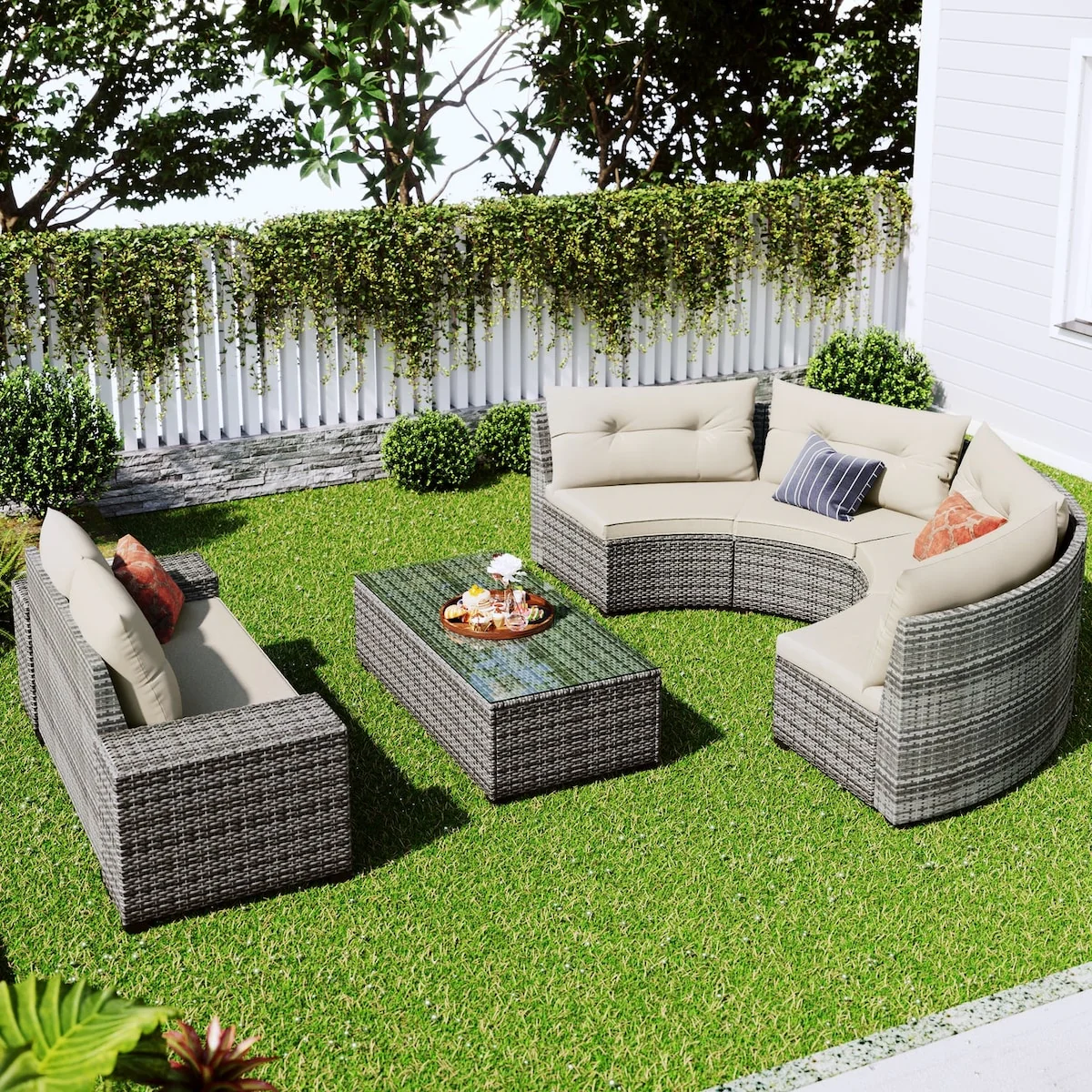 8-Piece Wicker Patio Conversation Set