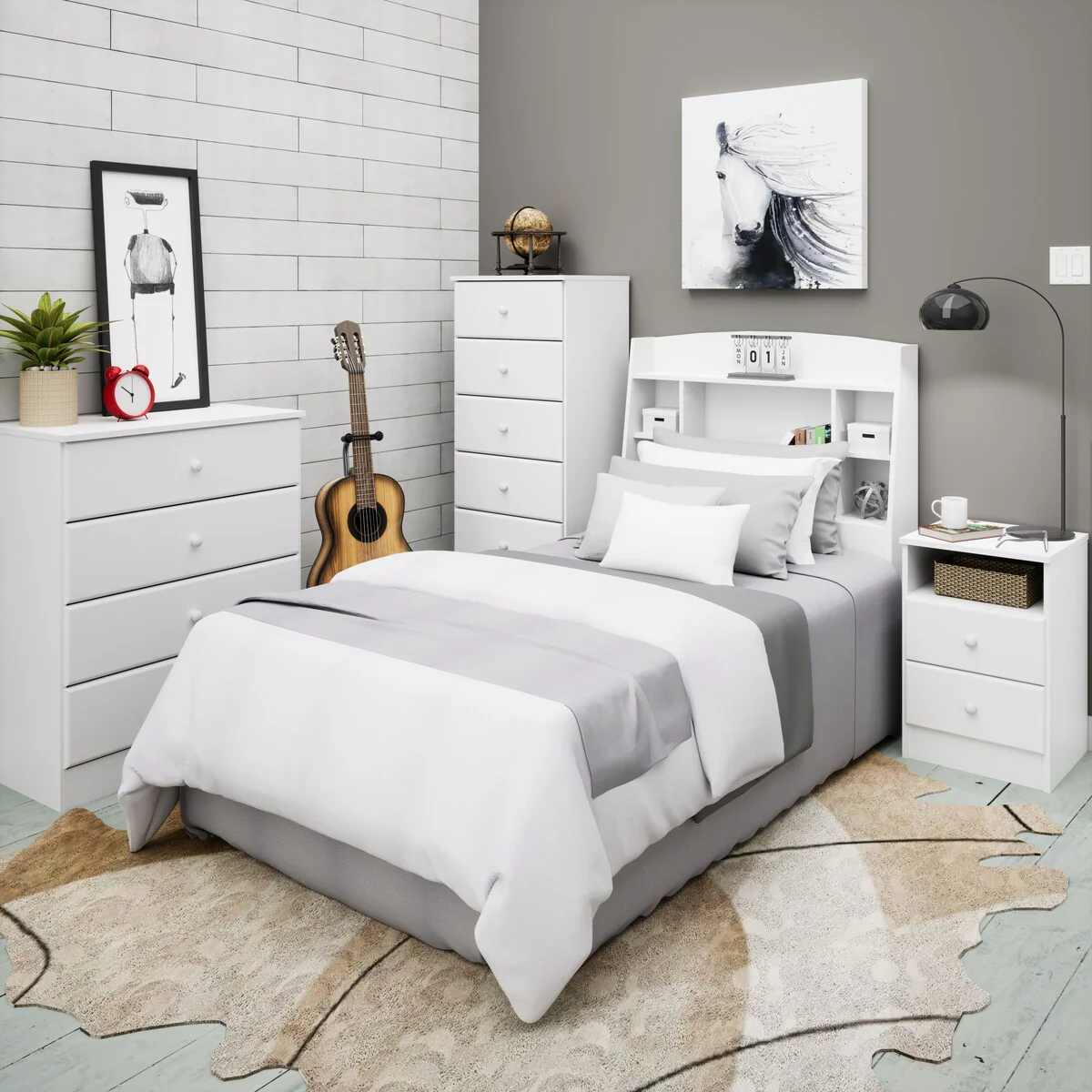 Bella Twin Headboard, White