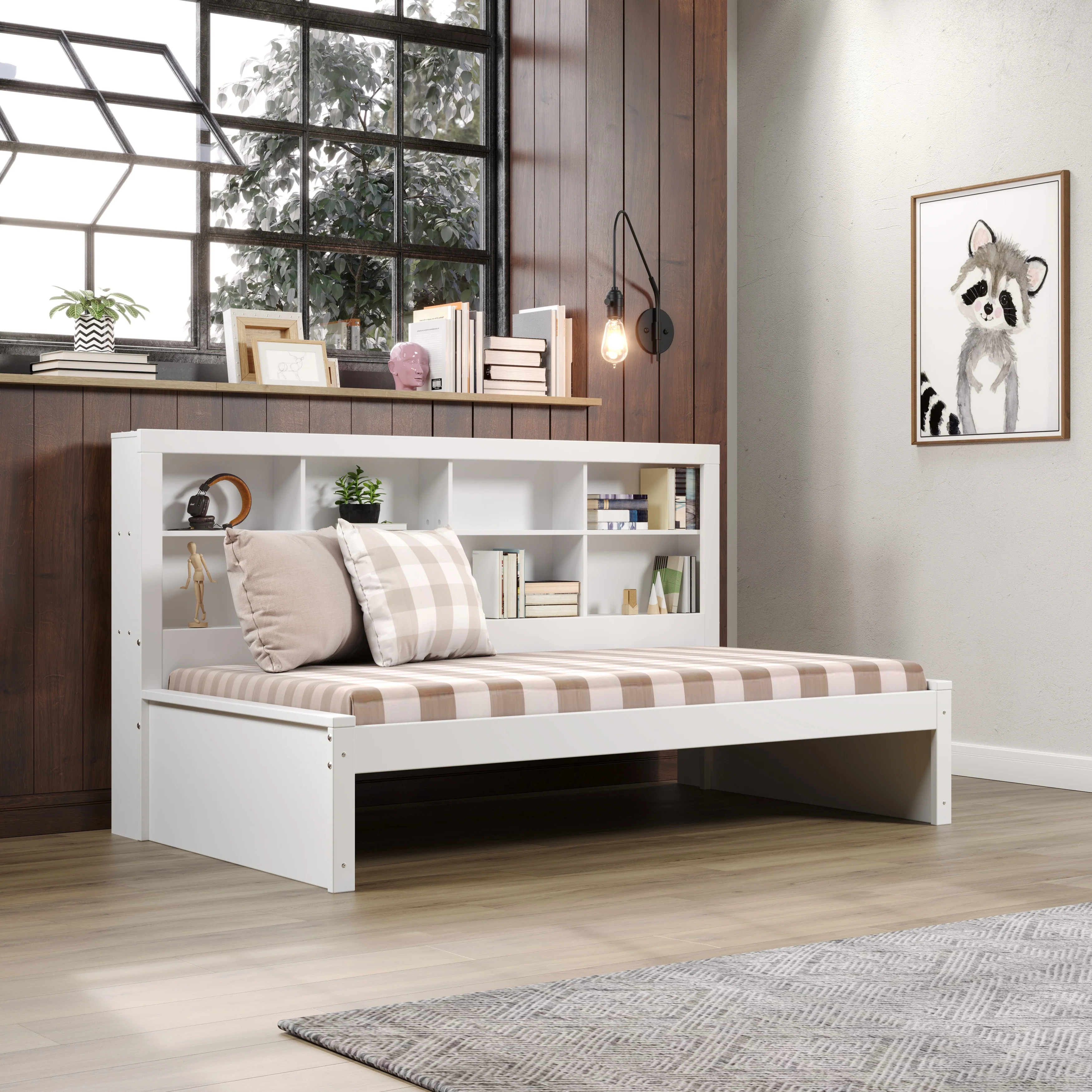 Twin Bookcase Daybed in White