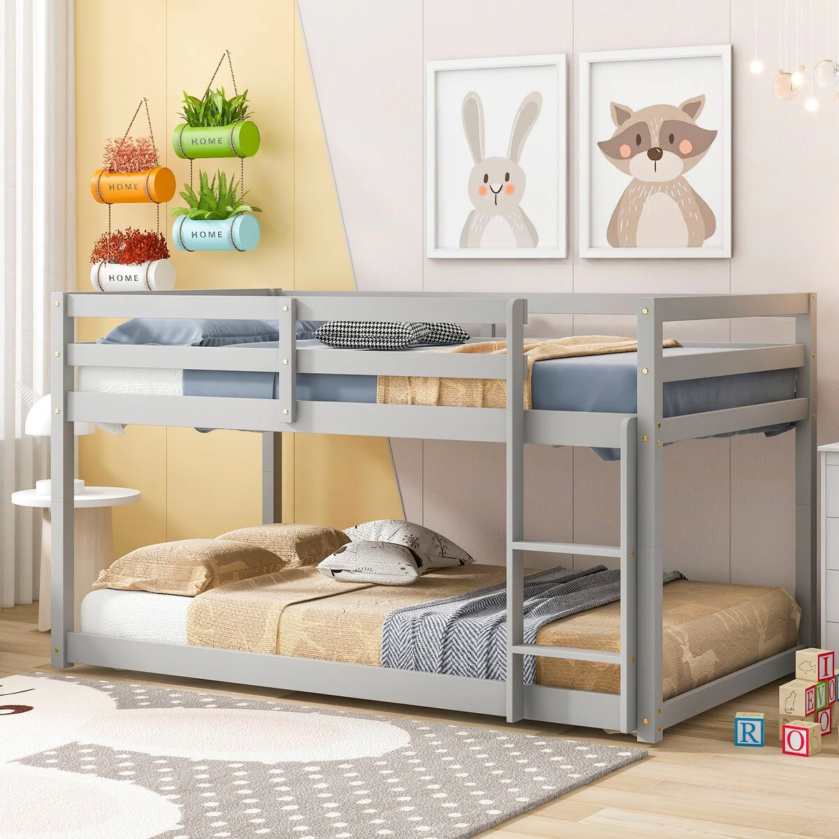 Grey Twin over Twin Wood Bunk Bed