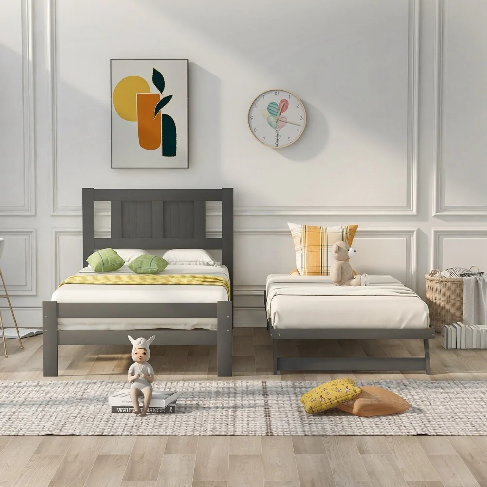Platform Bed with Adjustable Trundle
