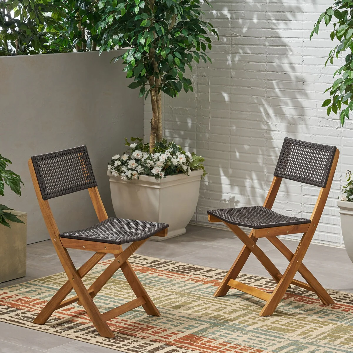 2-Piece Acacia Wood Camping Chair