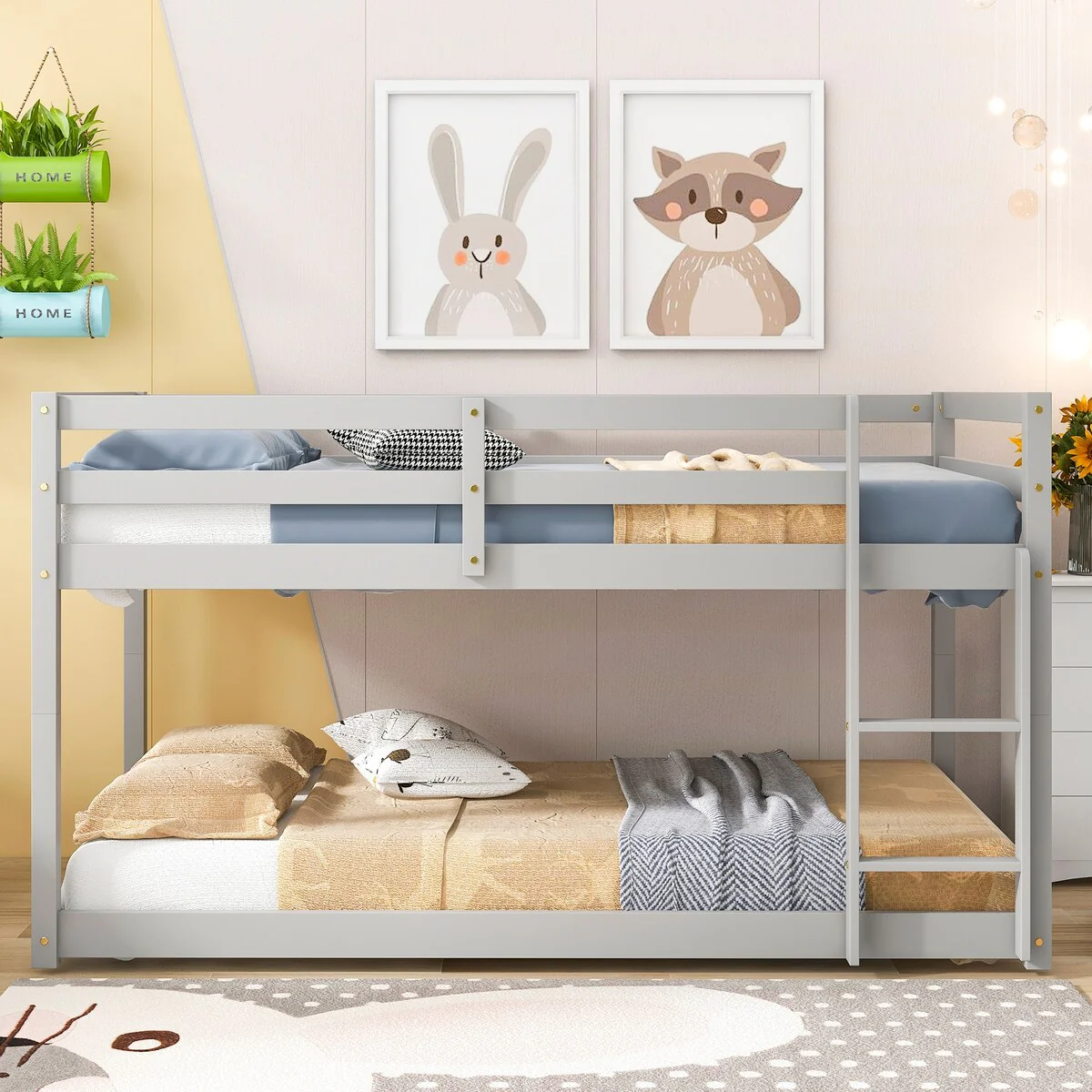 Grey Twin over Twin Wood Bunk Bed