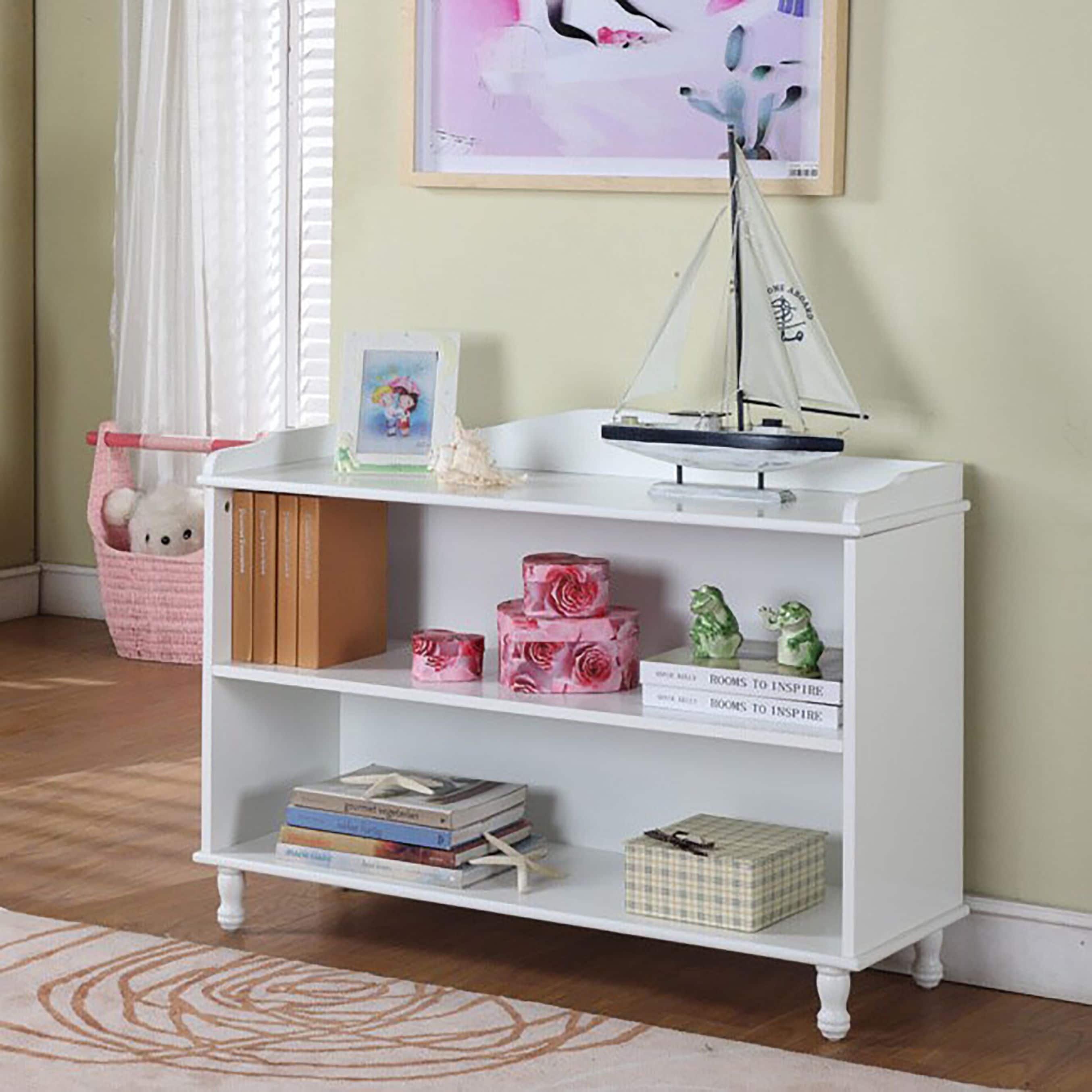 Children's 2-shelf White Bookcase.
