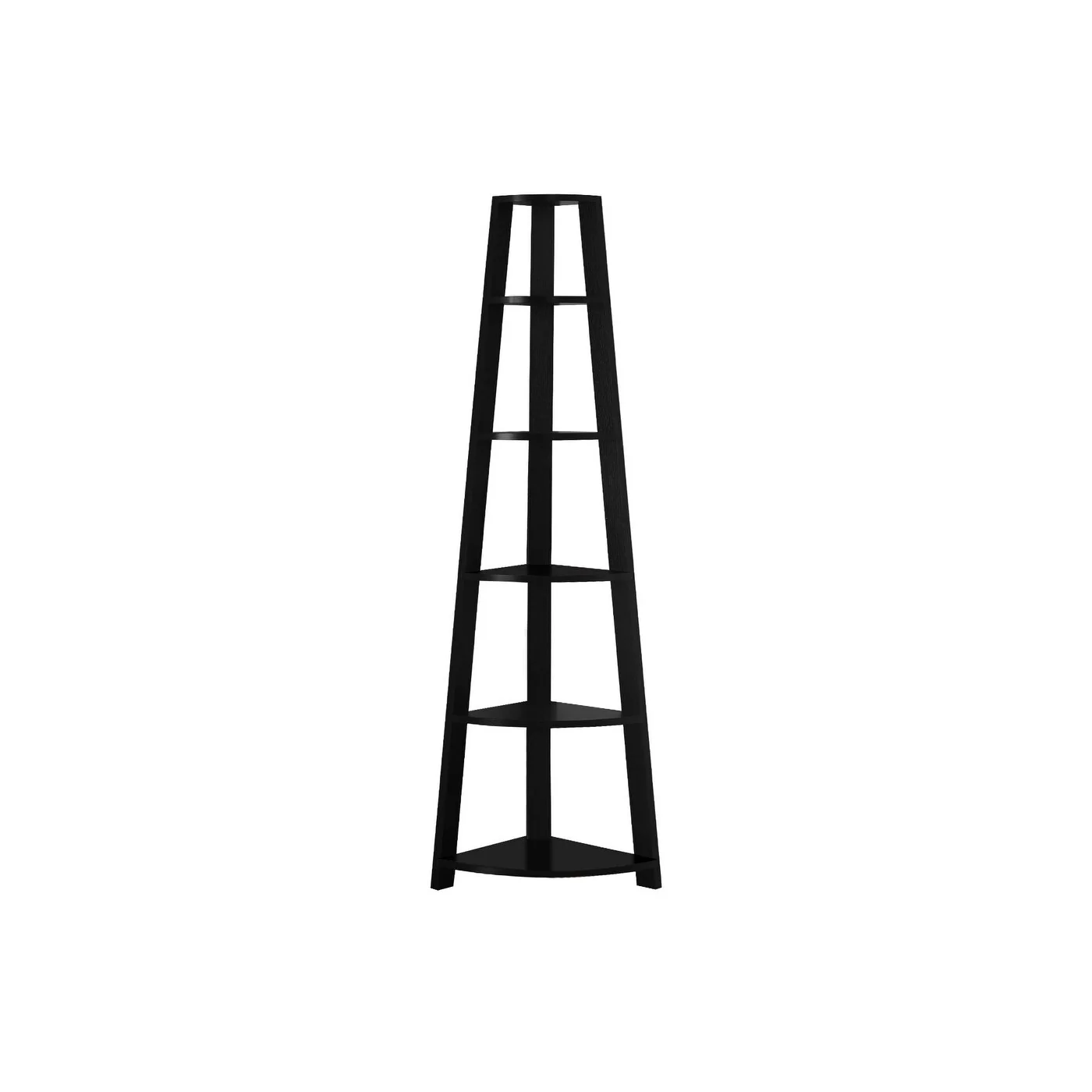 Black Five Tier Open Corner Bookcase