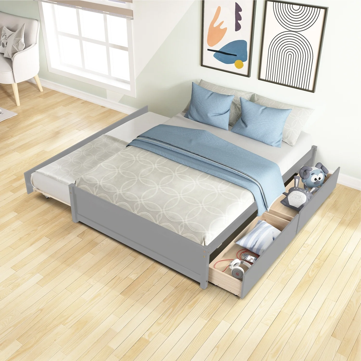 Full Bed With Trundle And Drawers