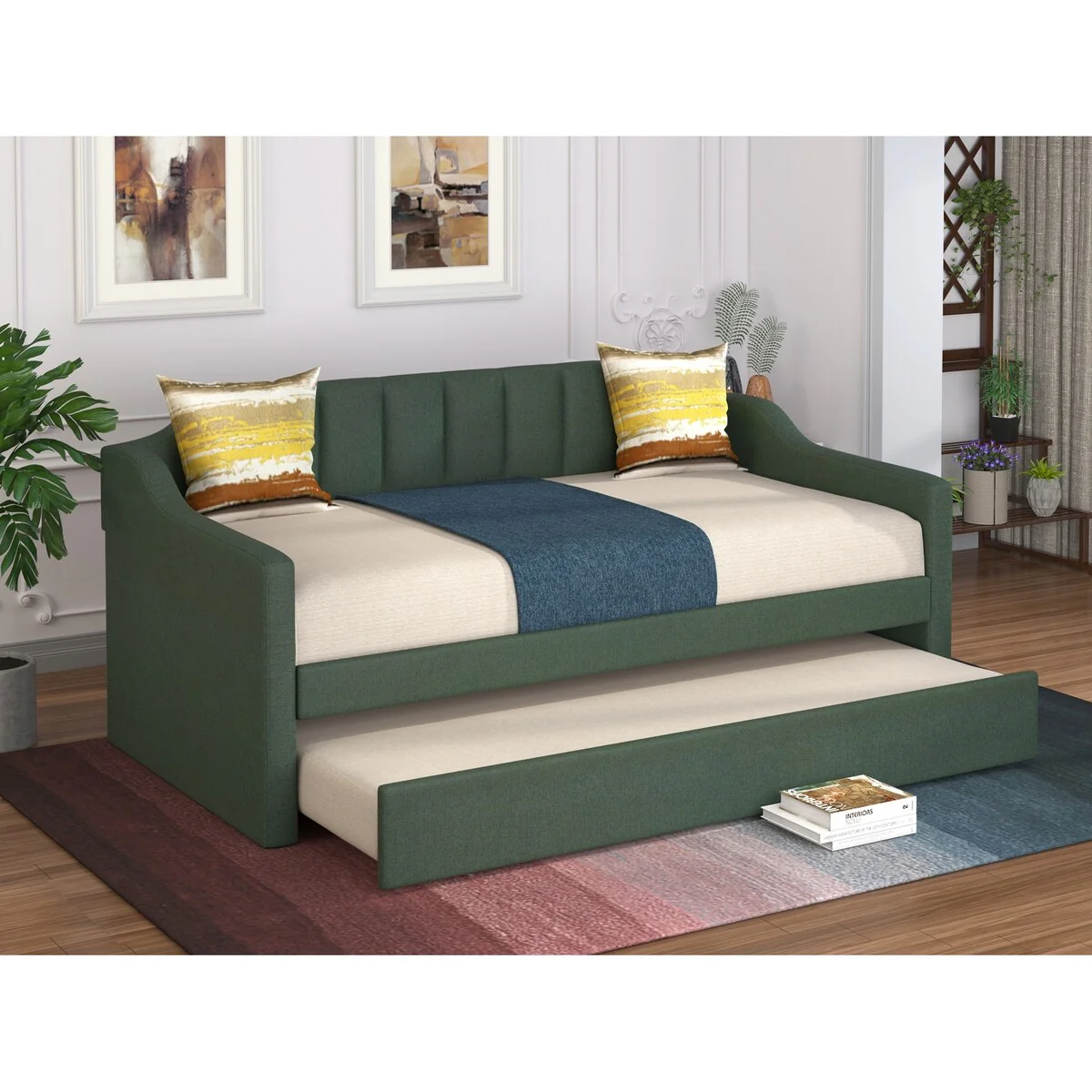 Upholstered Twin Daybed with Trundle