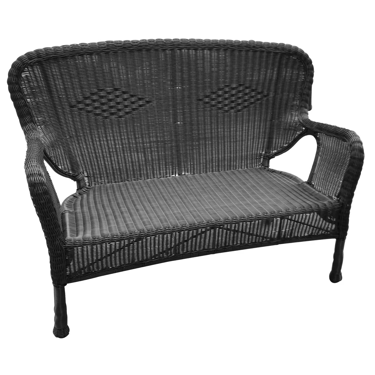 Windsor Black Wicker Patio Love Seat