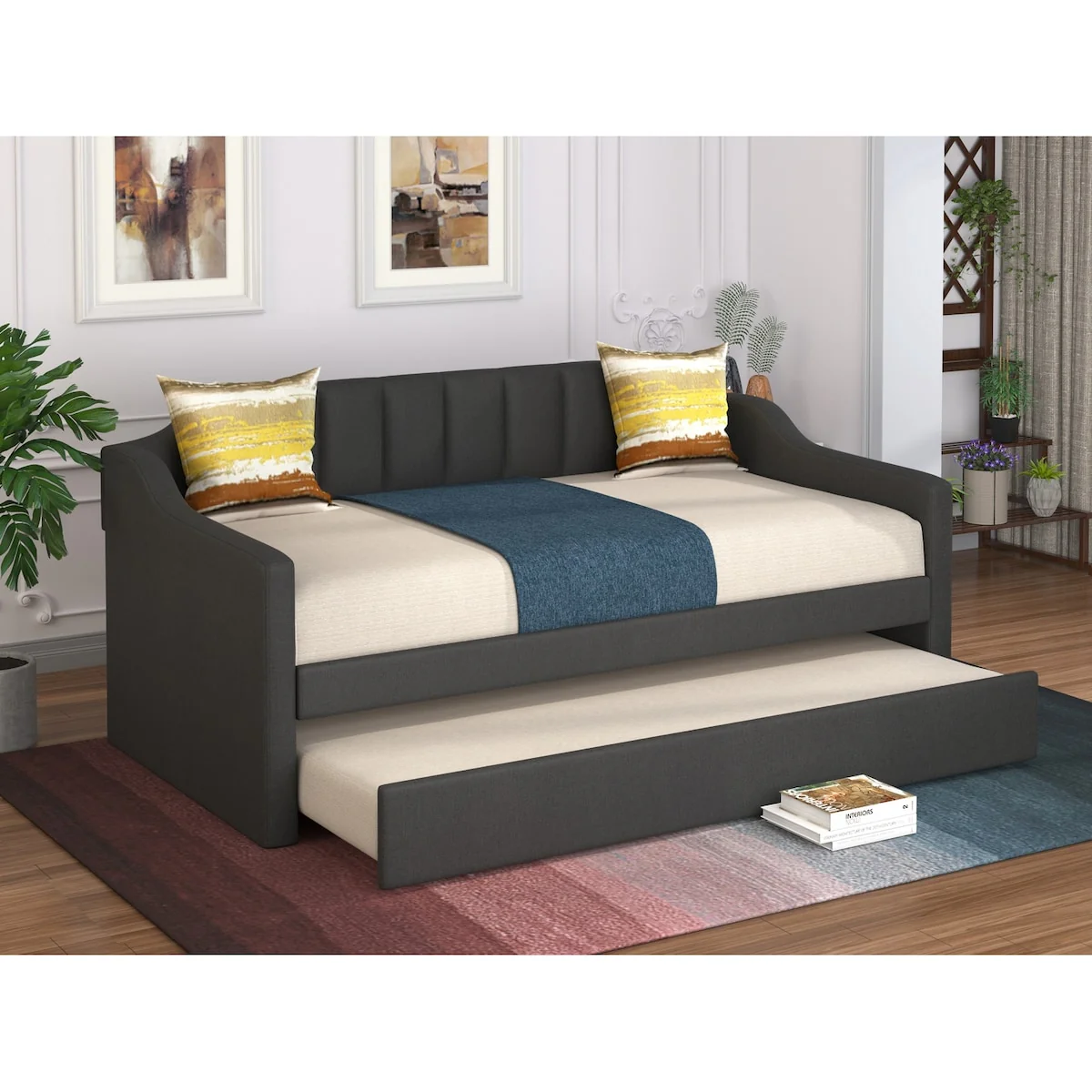 Upholstered Twin Daybed with Trundle
