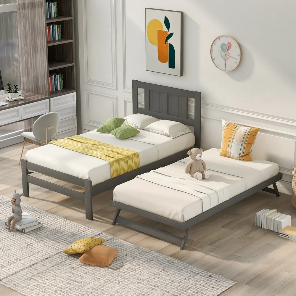 Platform Bed with Adjustable Trundle