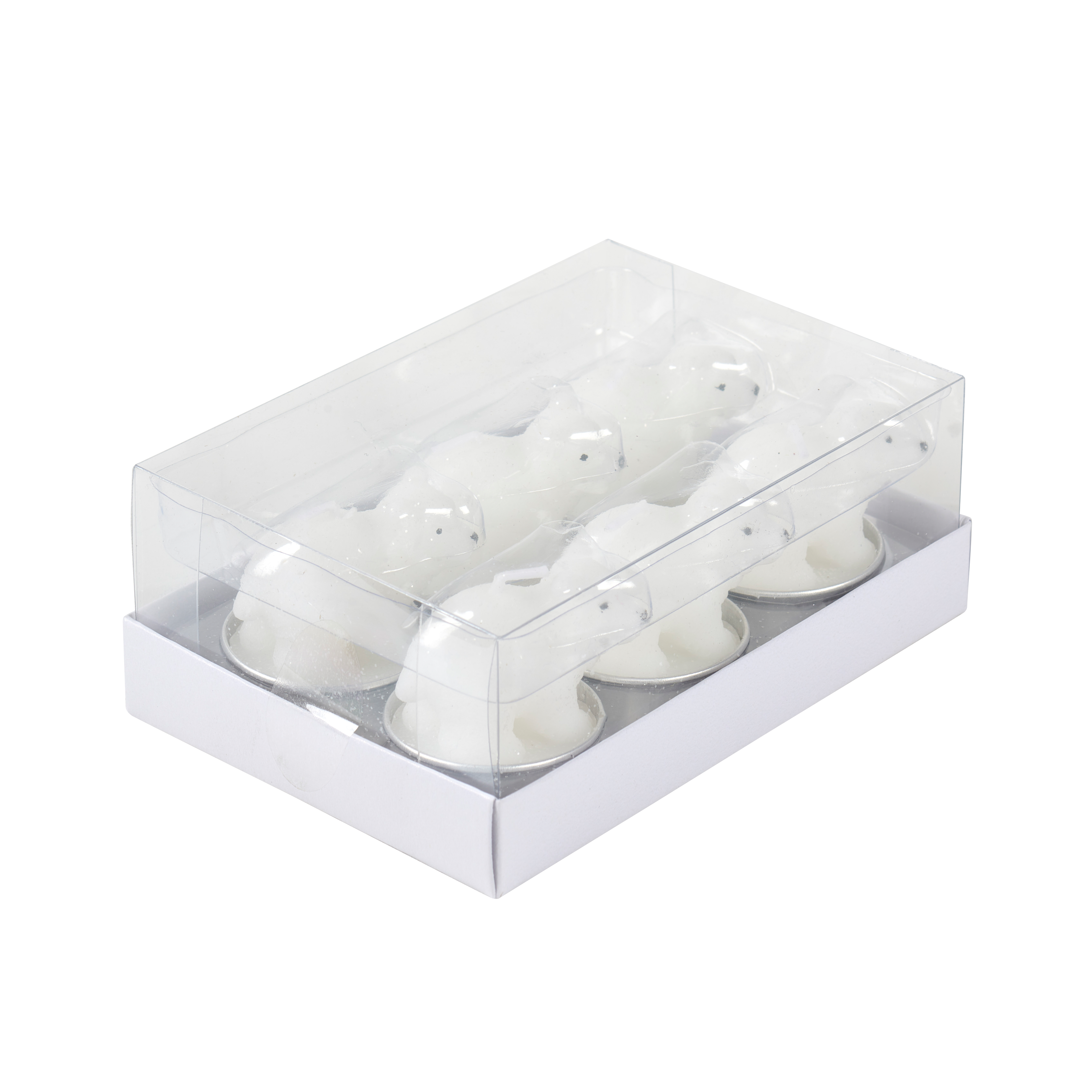 POLA Theelichten ijsbeer set van 6 witH 4,5 cm - Ø 3,5 cm