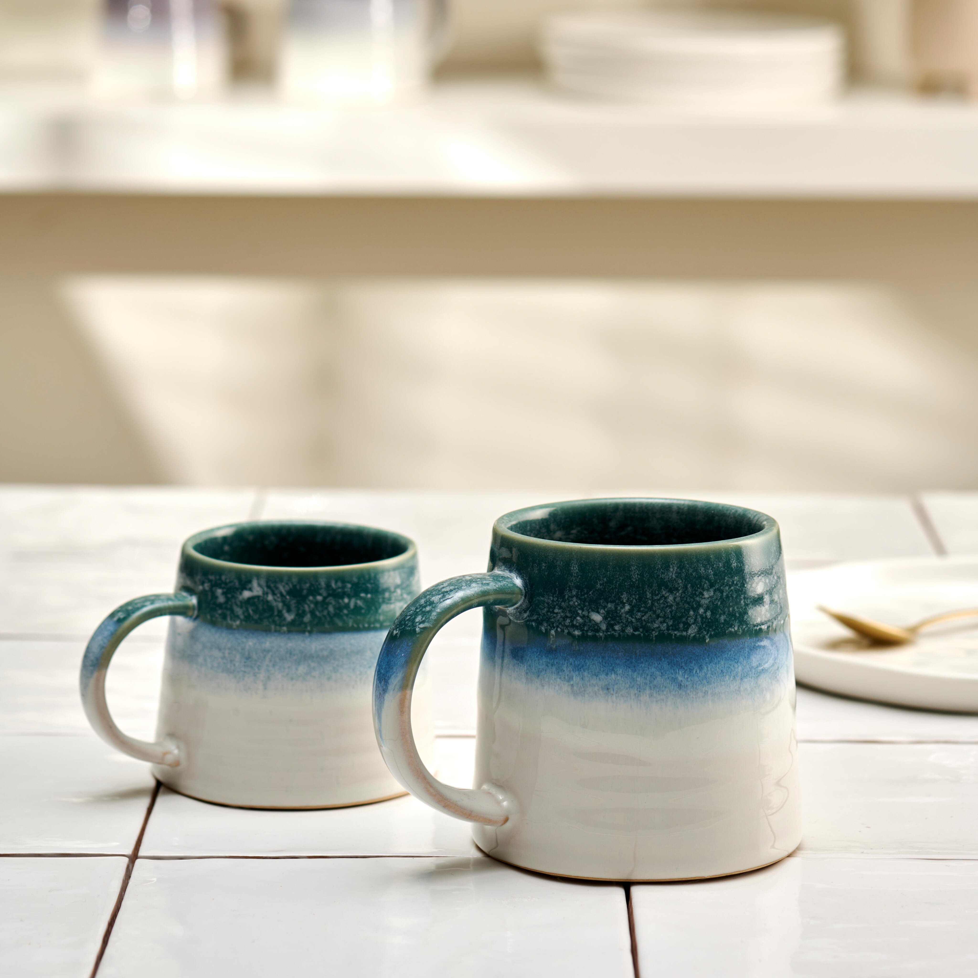 CORA Mok groen - set van 4 H 9,5 cm - Ø 13 cm