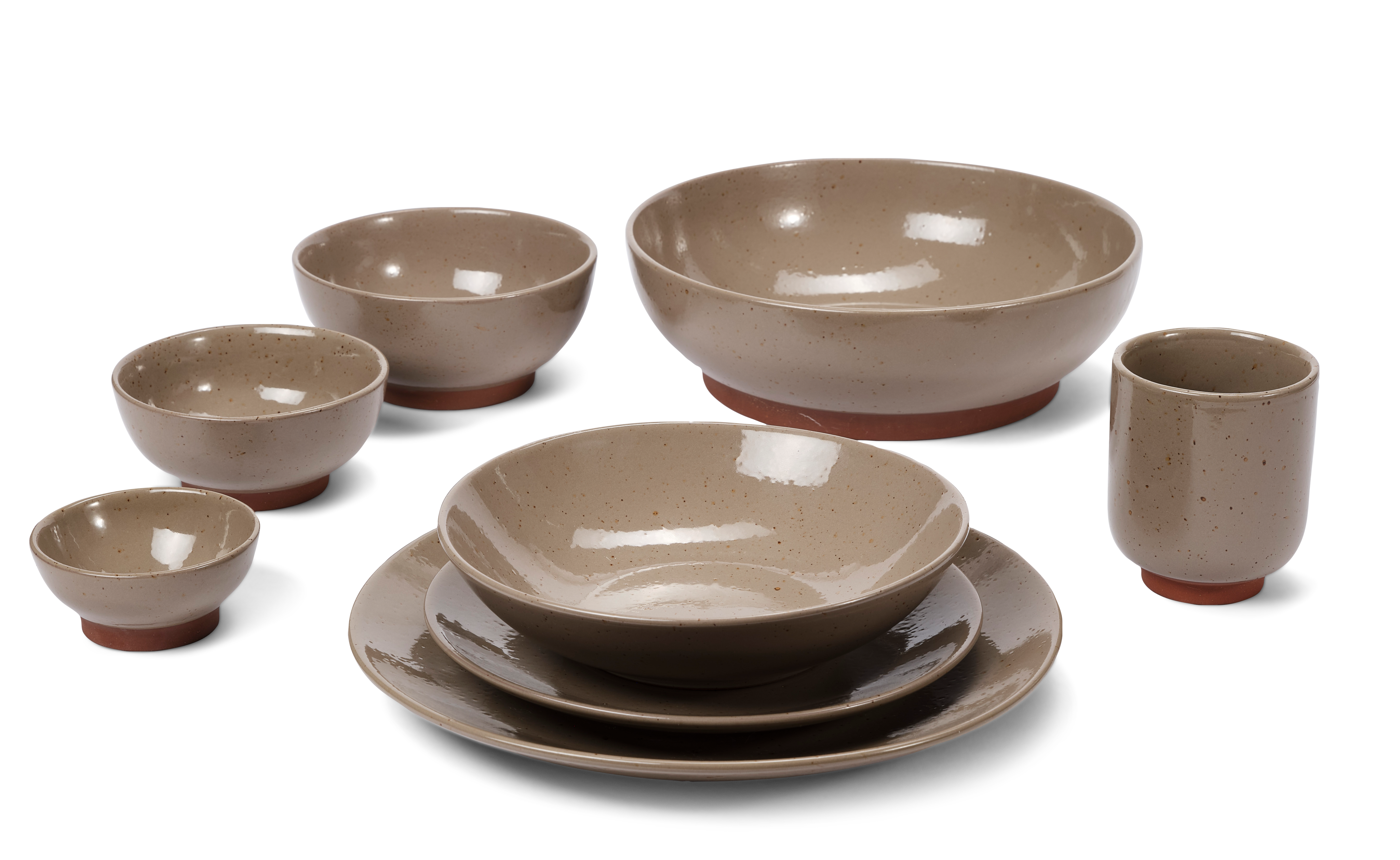 TERRA Bord taupe - set van 4 Ø 27 cm