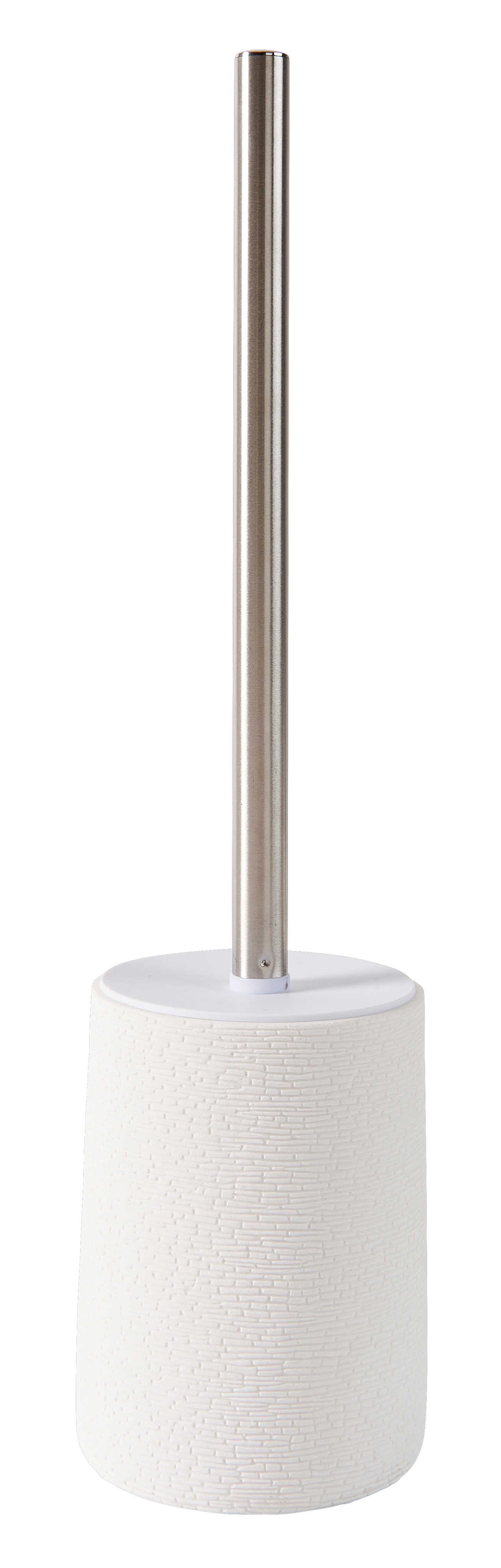 WHITE ELEGANCE WC-borstel in houder wit, zilverH 36 cm - Ø 9,5 cm