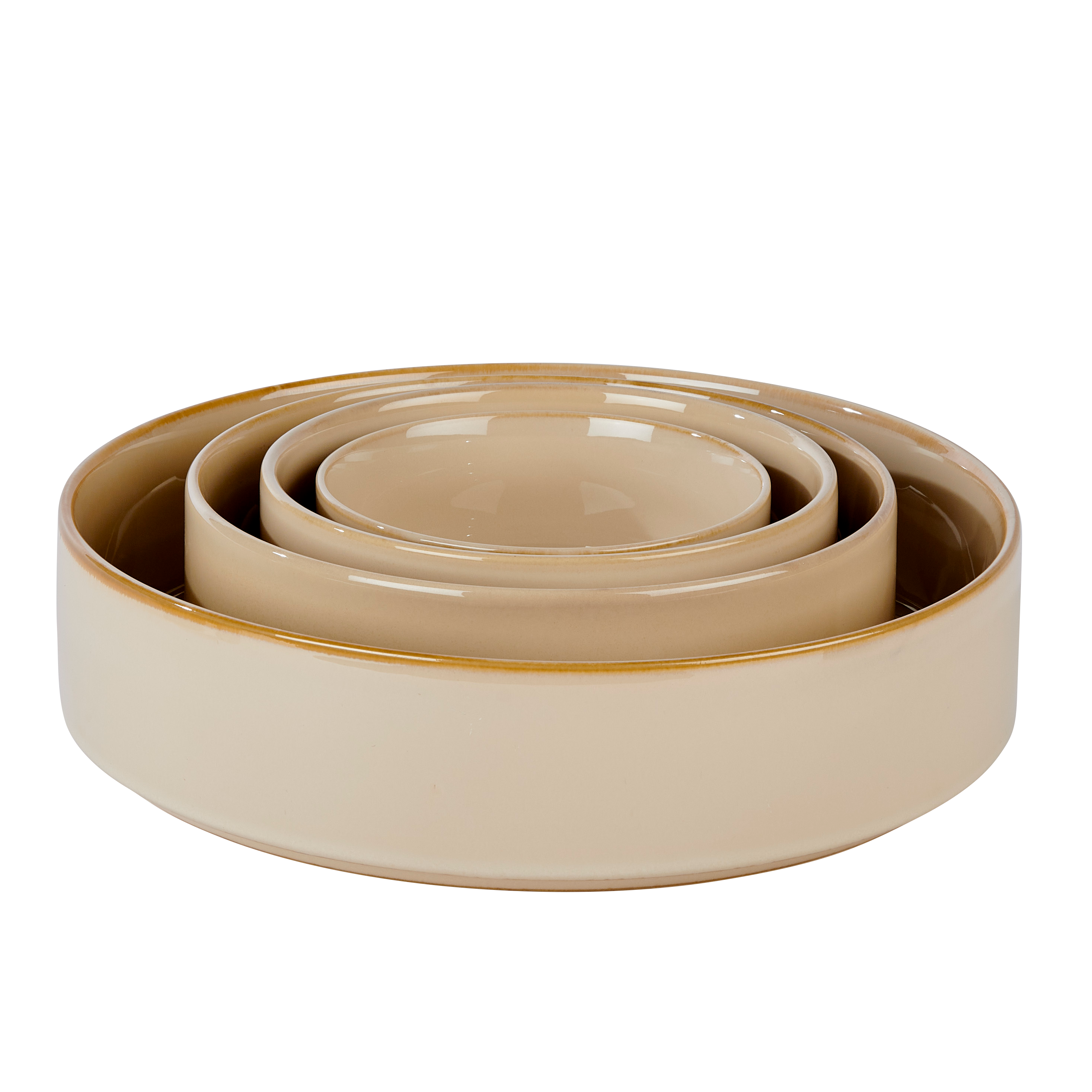 MINERAL SAND Bowl 100 CL beige - set van 4 H 6,5 cm - Ø 20 cm