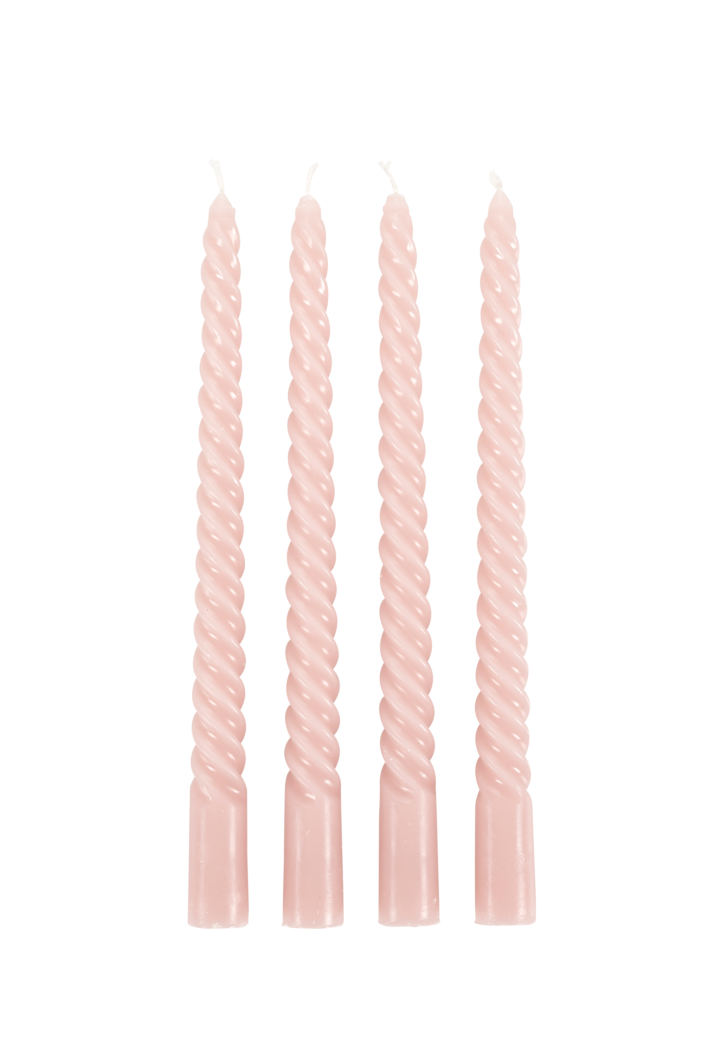 TWIST Gedraaide kaarsen set van 4 rozeH 25 cm - Ø 2,2 cm