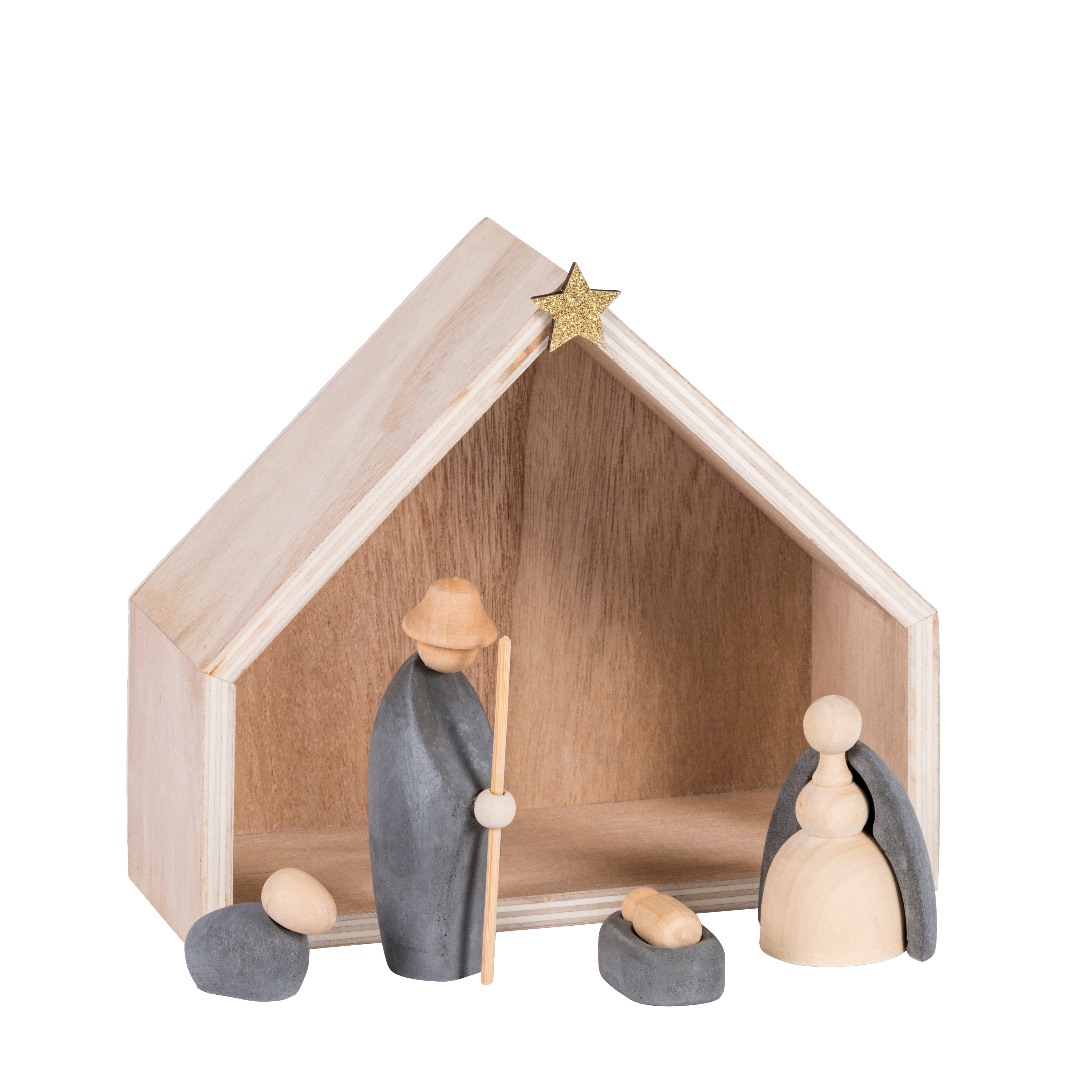 CONCRETE Kerststal multicolorH 17,5 x B 20 x D 8 cm - CASA