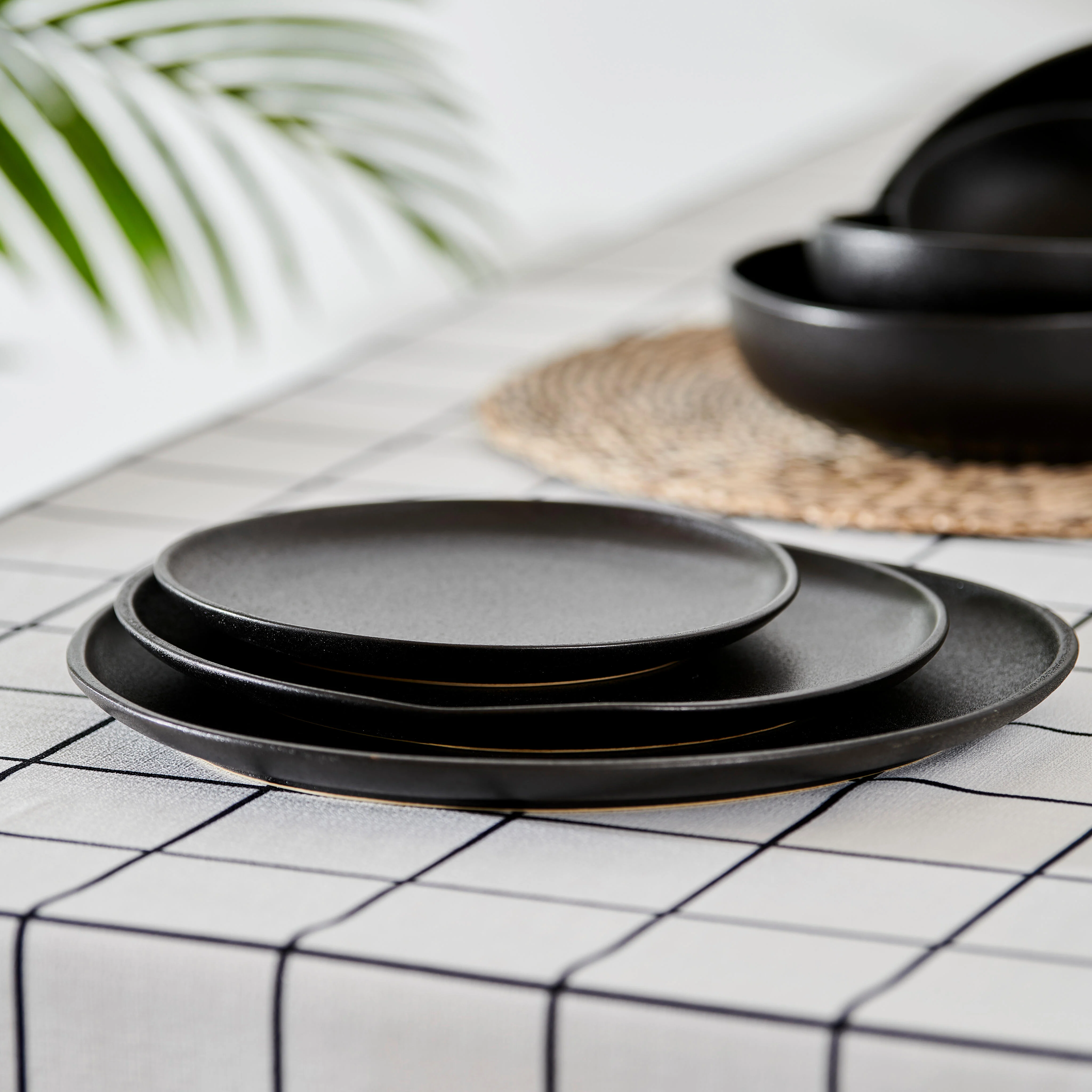 MAGMA Bord zwart - set van 6 Ø 26 cm