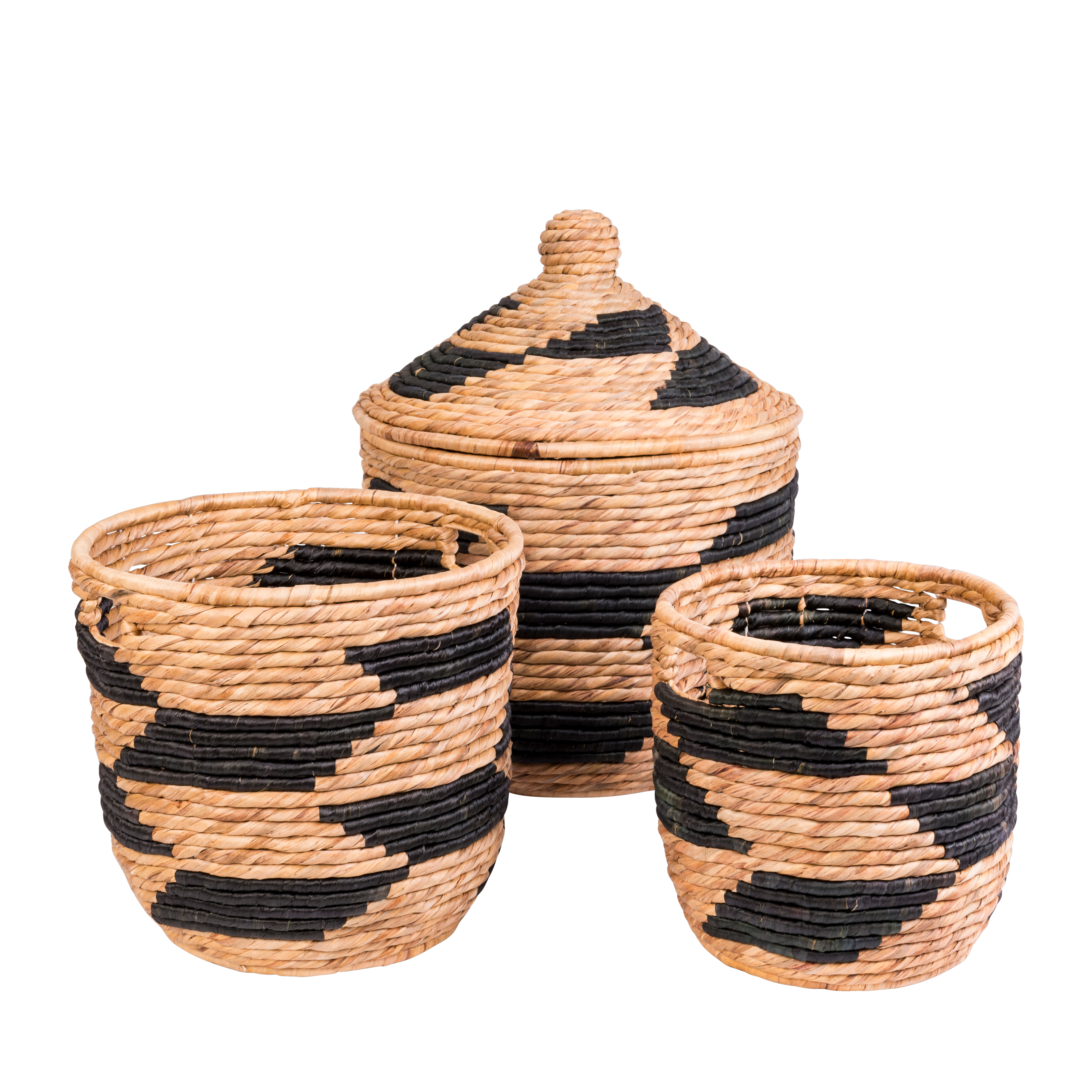 GUATEMALA Mand zwart, naturelH 34 cm - Ø 33 cm - CASA