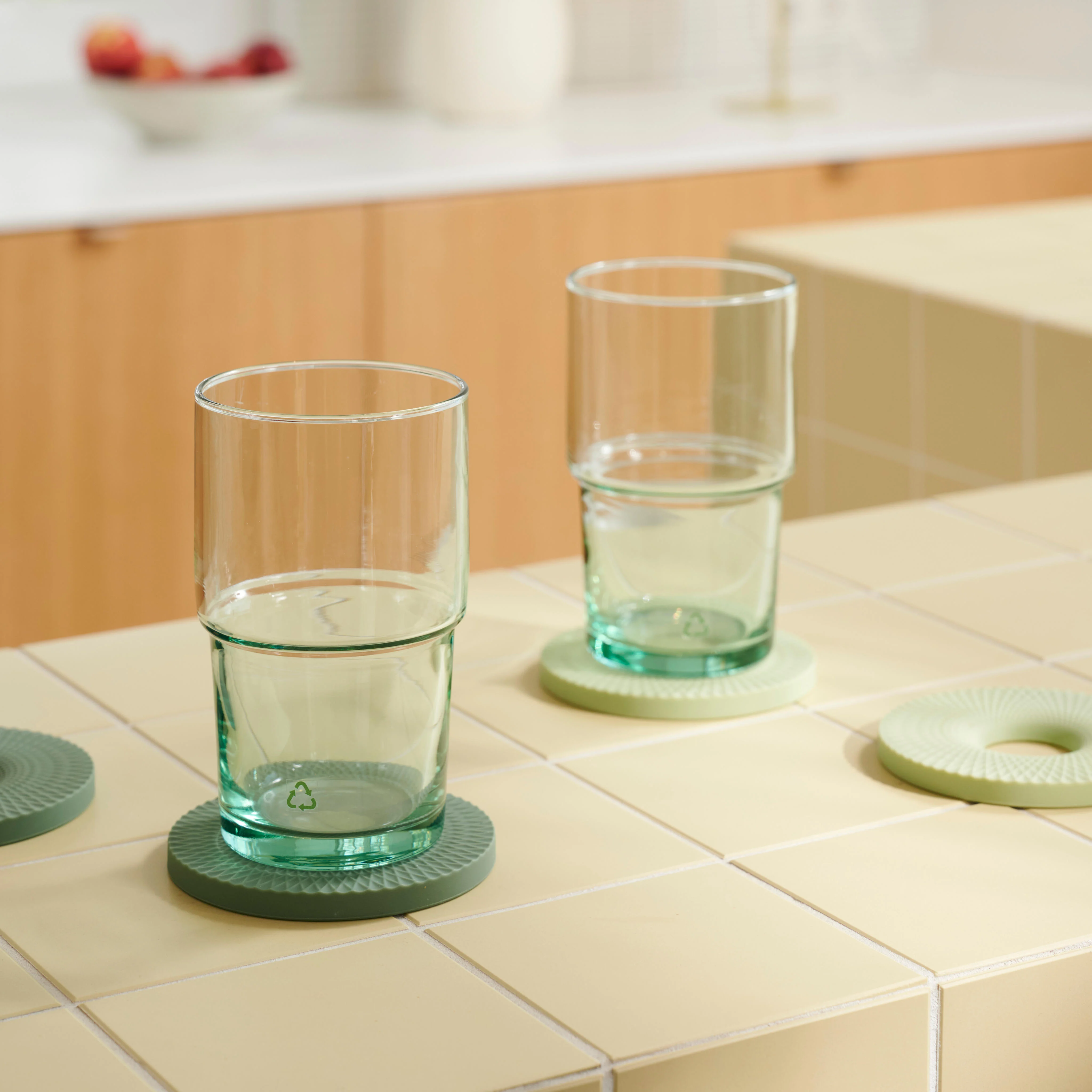 GREEN Glas 44 CL groen - set van 6 H 13 cm - Ø 7,5 cm