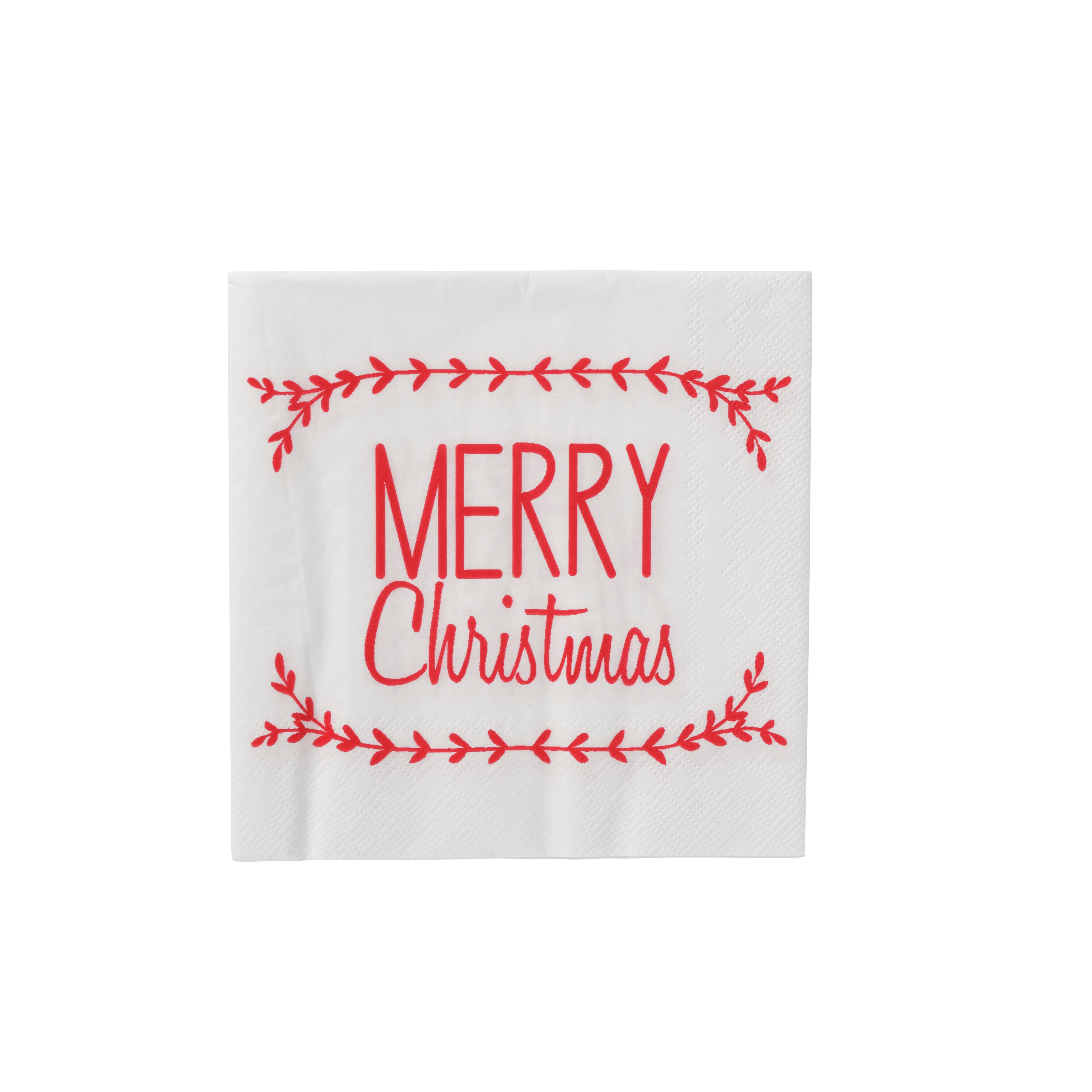 MERRY CHRISTMAS Set van 20 servetten roodB 33 x L 33 cm