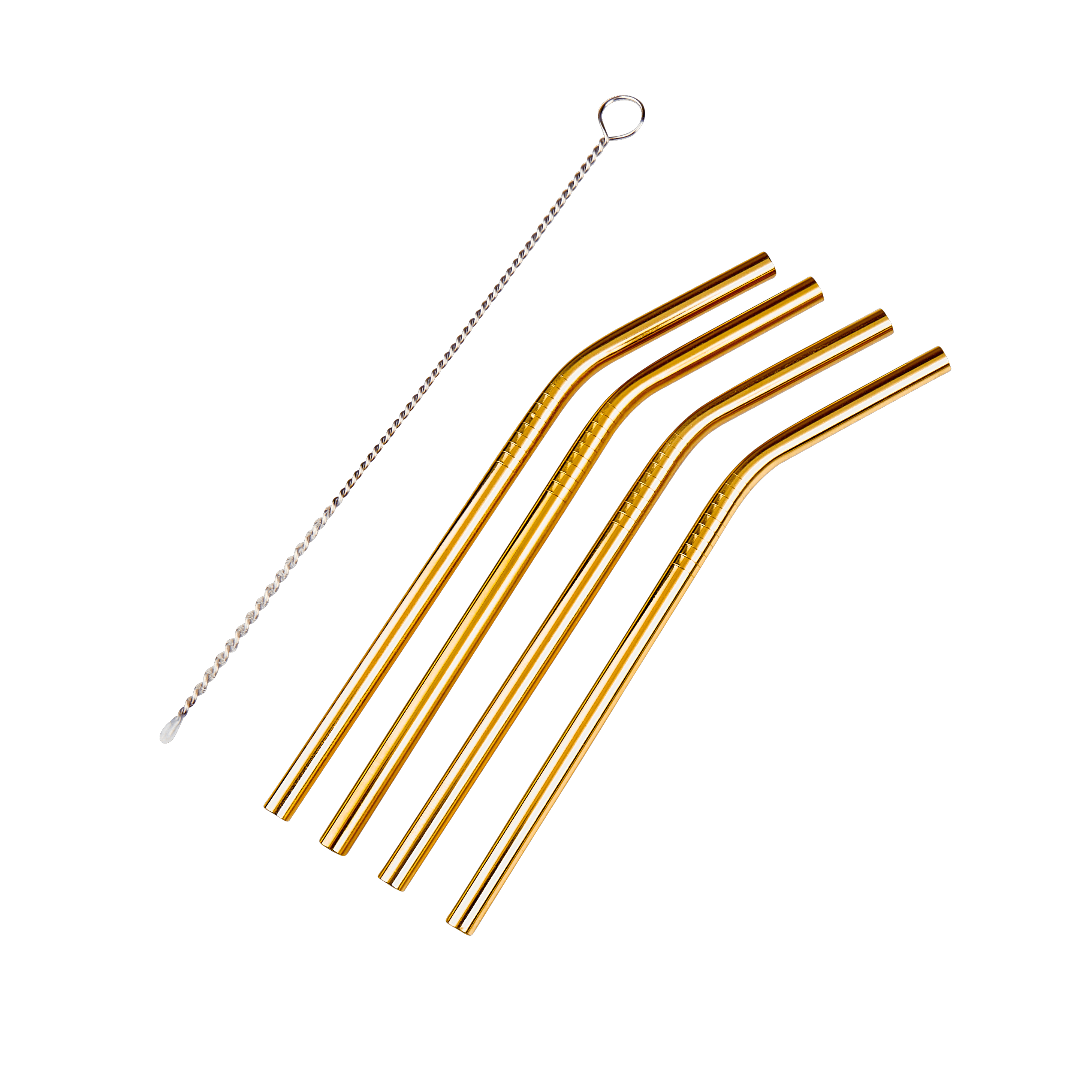 FANCY Cocktailrietjes met borstel goudL 15 cm