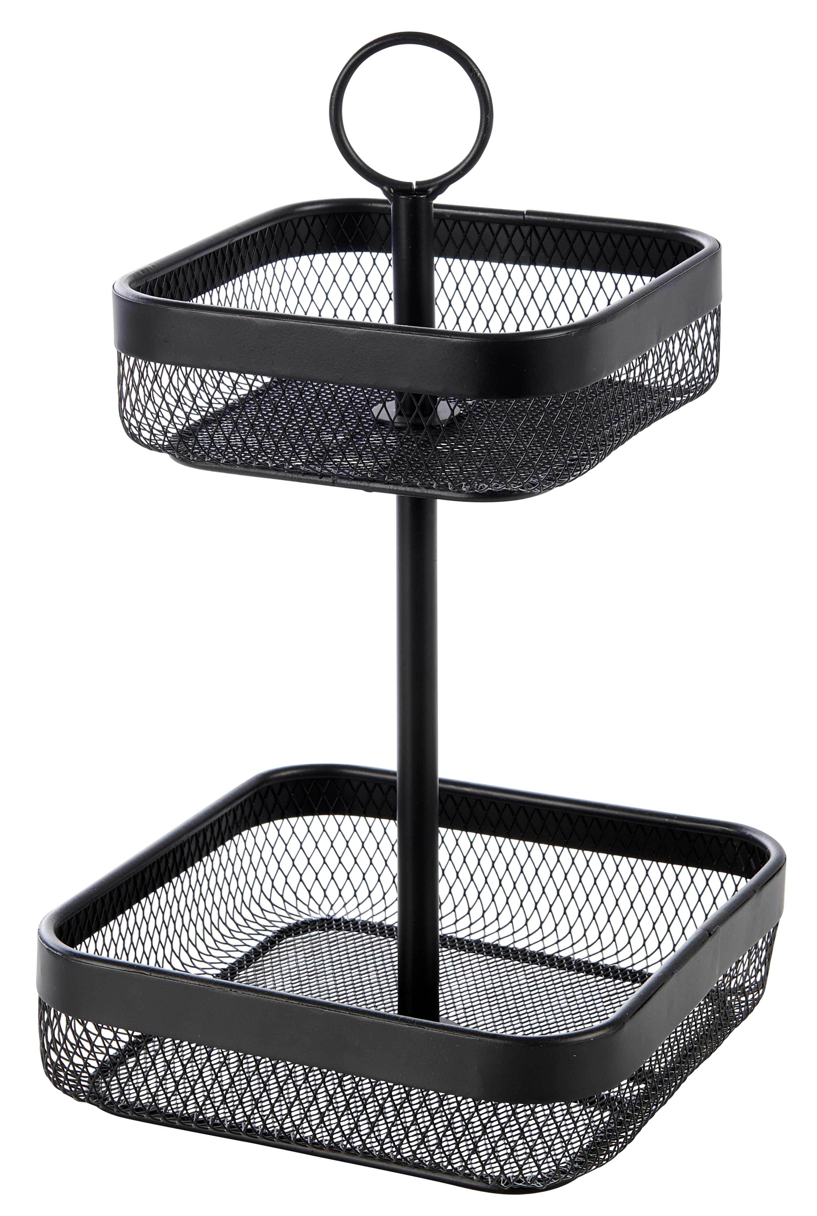 BLACK LUNAR Mandje vierkant 2-delig zwartH 34 x B 21 x D 21 cm - CASA