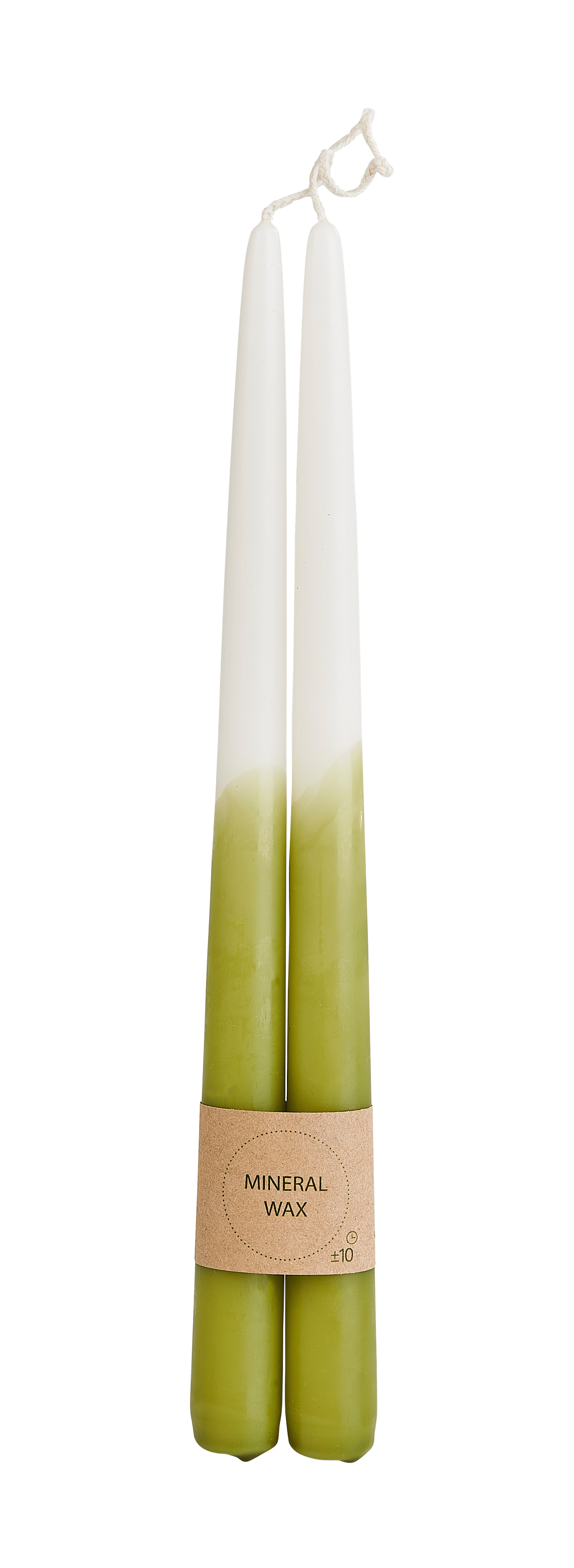 DUO Dinerkaarsen set van 2 groen, crème, multicolorL 30 cm - Ø 2,2 cm