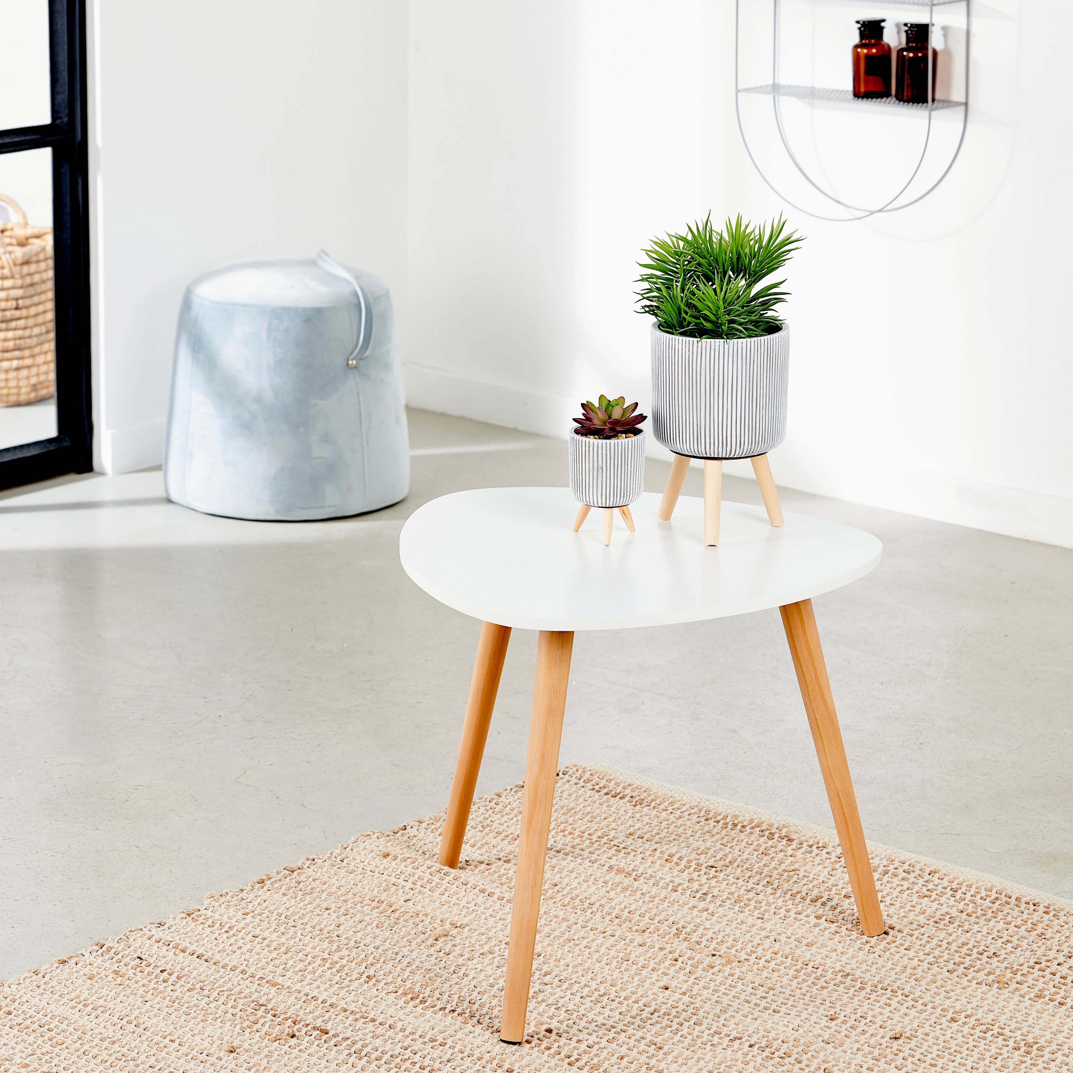 BELLIOT Bijzettafel wit, naturelH 42 cm - Ø 48 cm