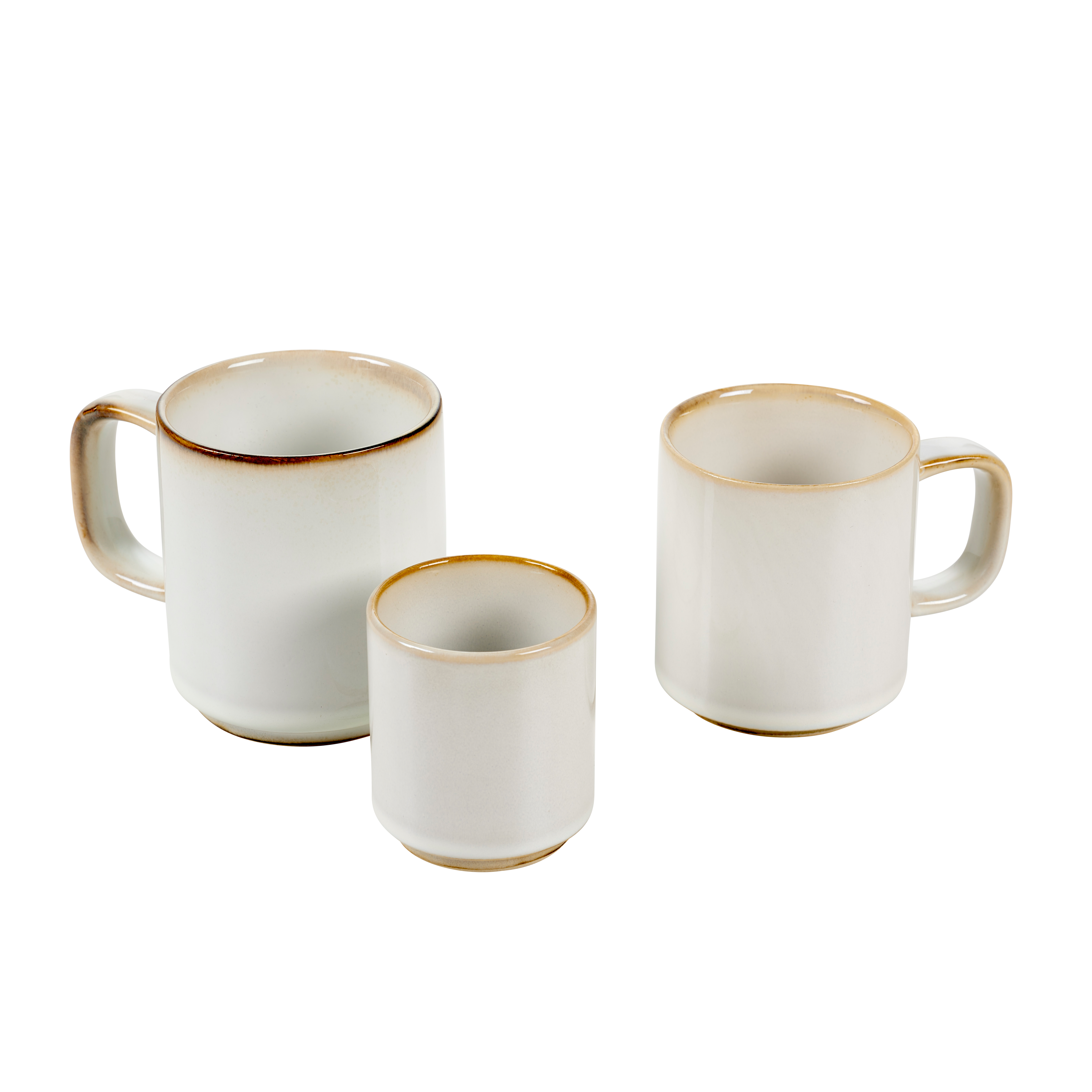 MINERAL MARBLE Mok met oor 30 CL wit - set van 4 H 8,5 cm - Ø 8 cm