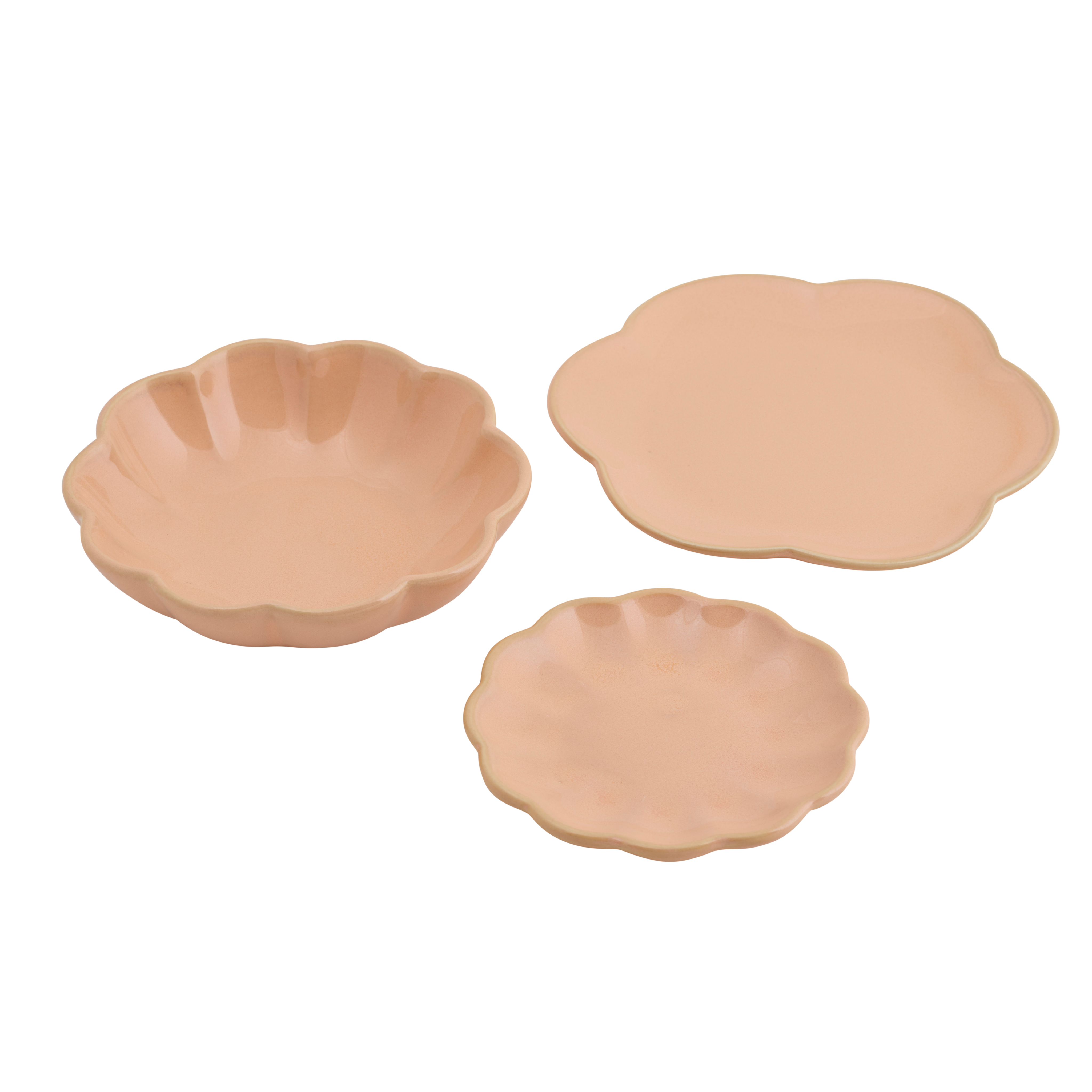 DAHLIA Bowl 18 CL oranje - set van 4 H 2 cm - Ø 13 cm