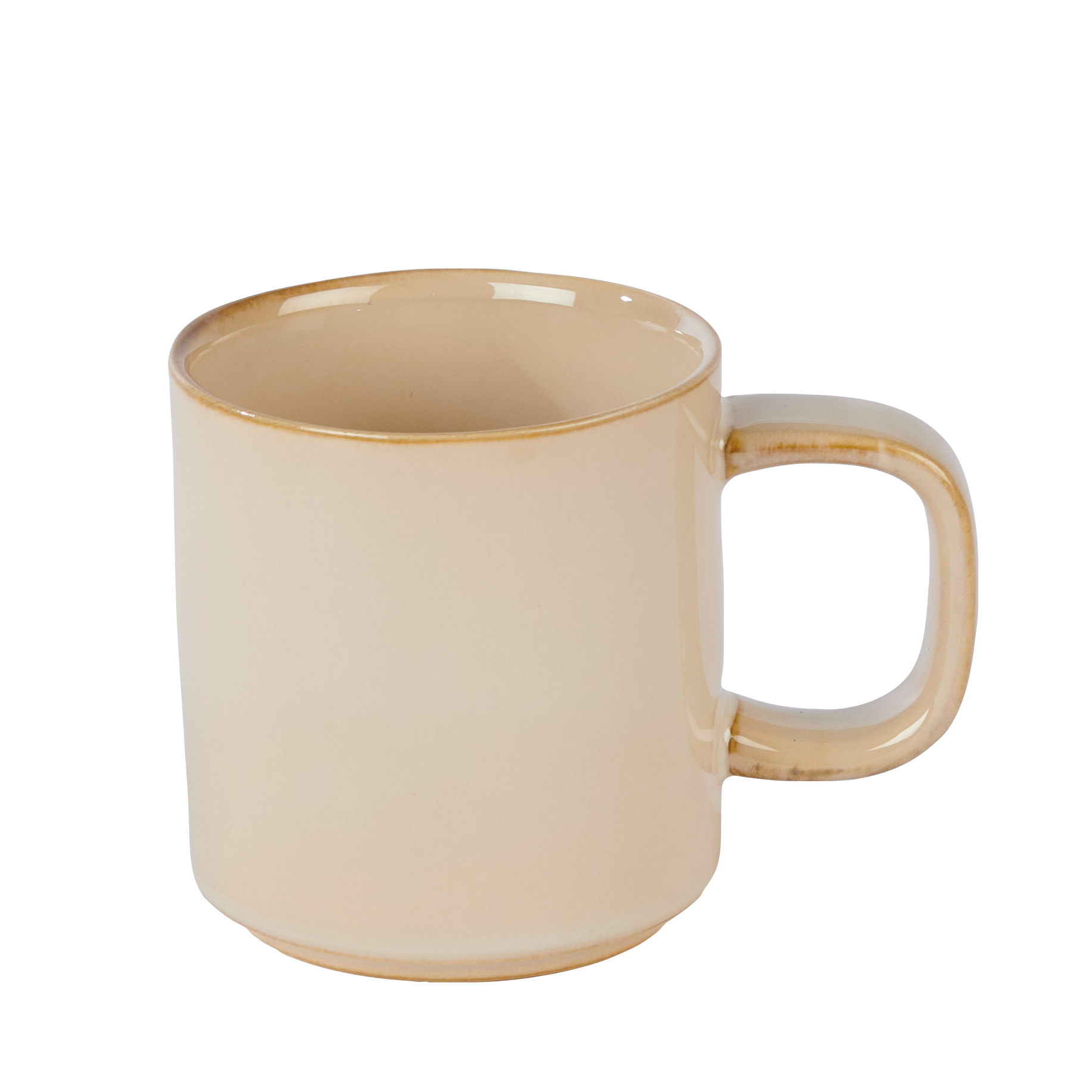 MINERAL SAND Mok met oor 20 CL beige - set van 4 H 7,7 cm - Ø 7 cm
