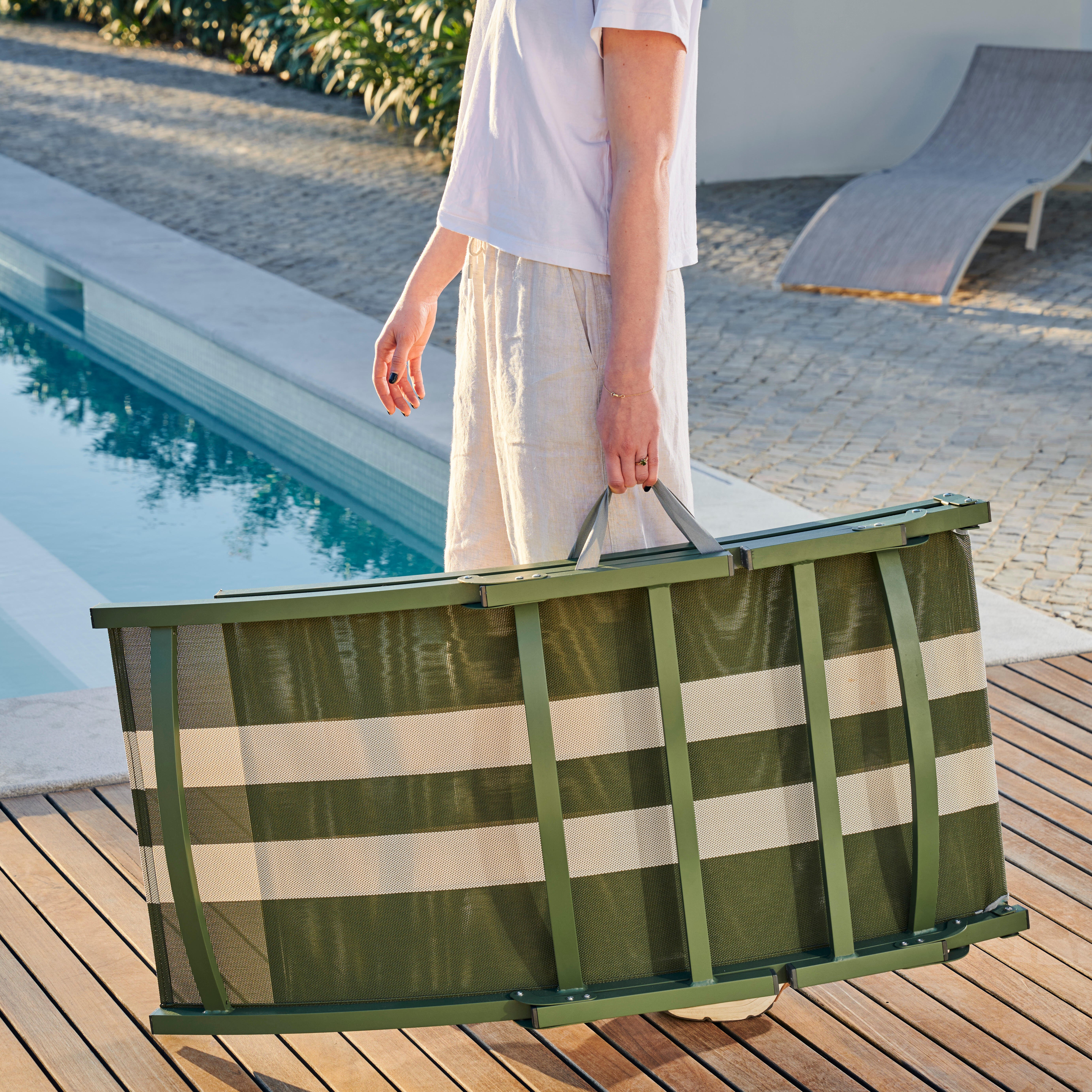 SILVES Ligbed set van 2 kaki streepSet van 2 ligbedden