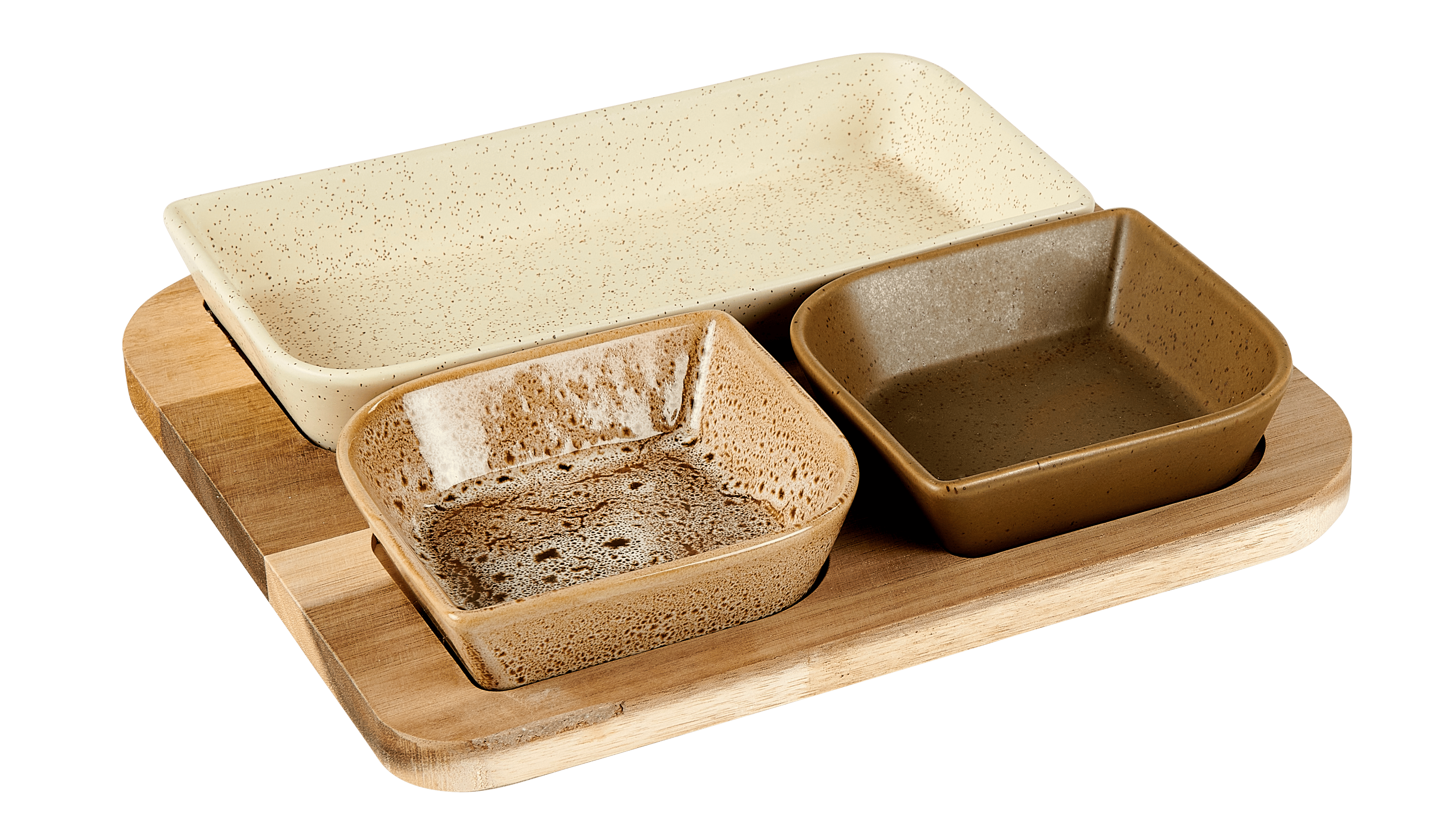 MAKSU Tapaset vierkant 4-delig bruin, naturel, olijfgroen, zandH 4,5 x B 28 x D 28 cm