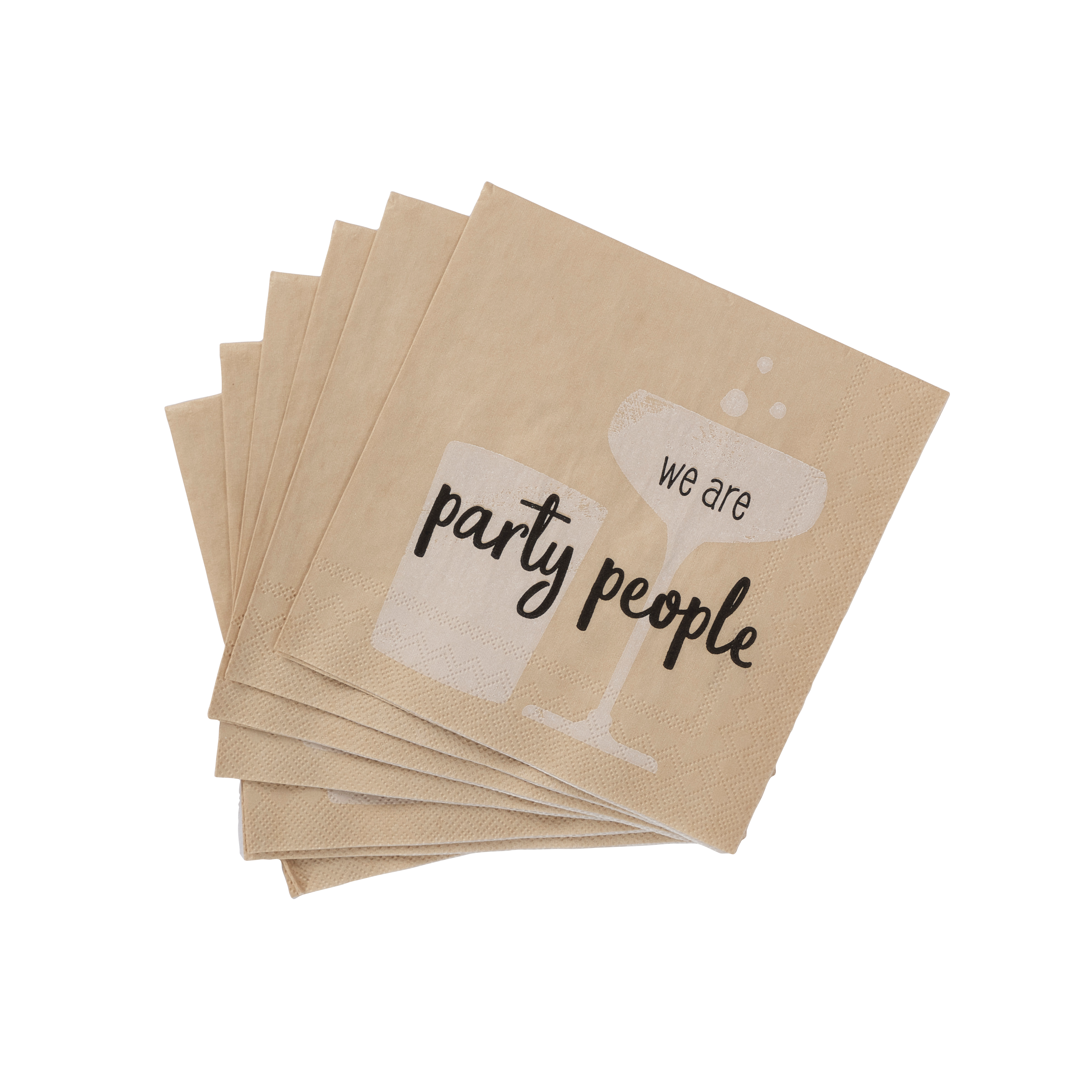 PARTY PEOPLE Set van 20 servetten beigeB 25 x L 25 cm