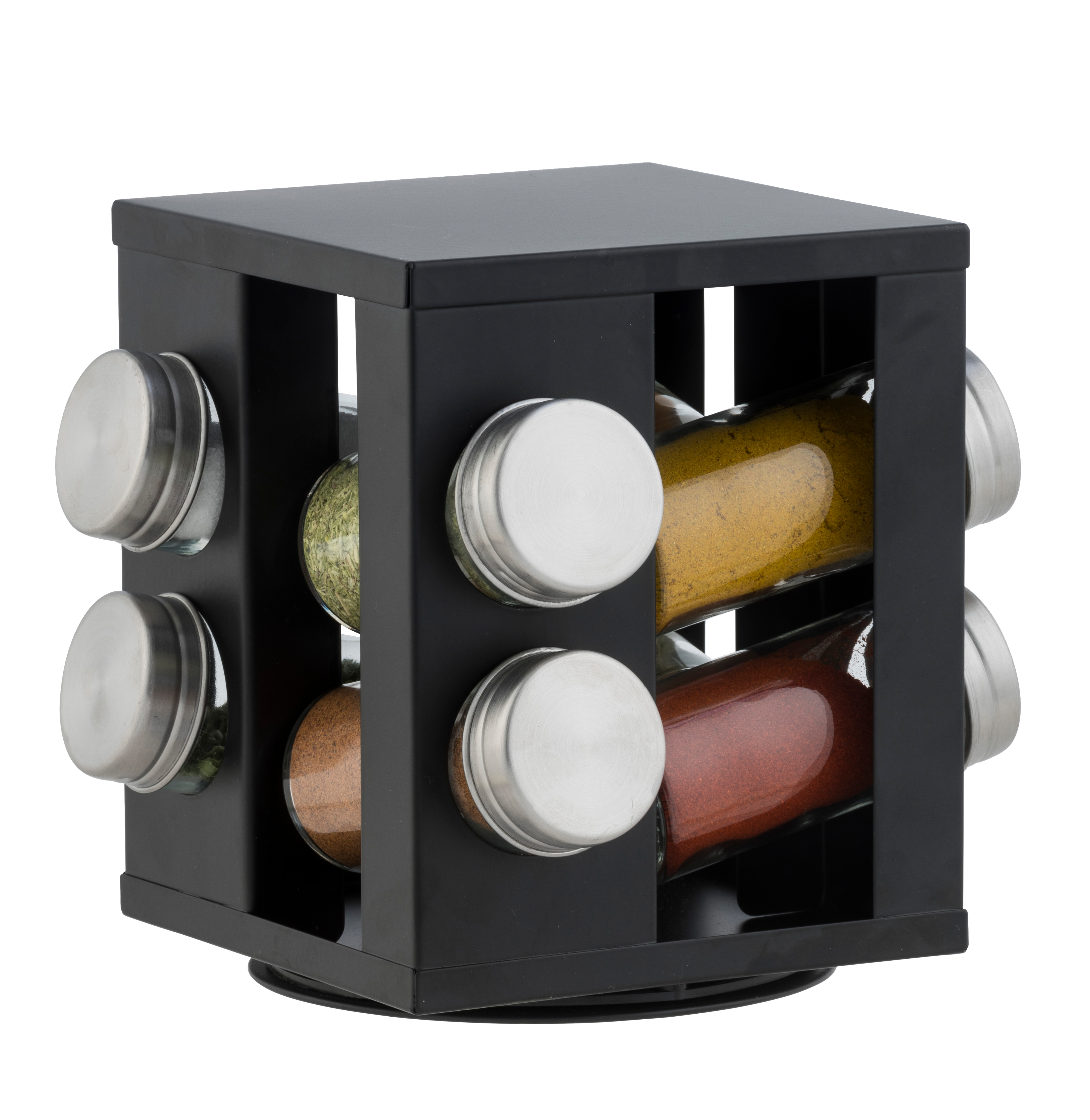 INDUSTRIA Kruidencarrousel 8 potjes zwartH 17,5 x B 17,2 x D 17,2 cm - CASA