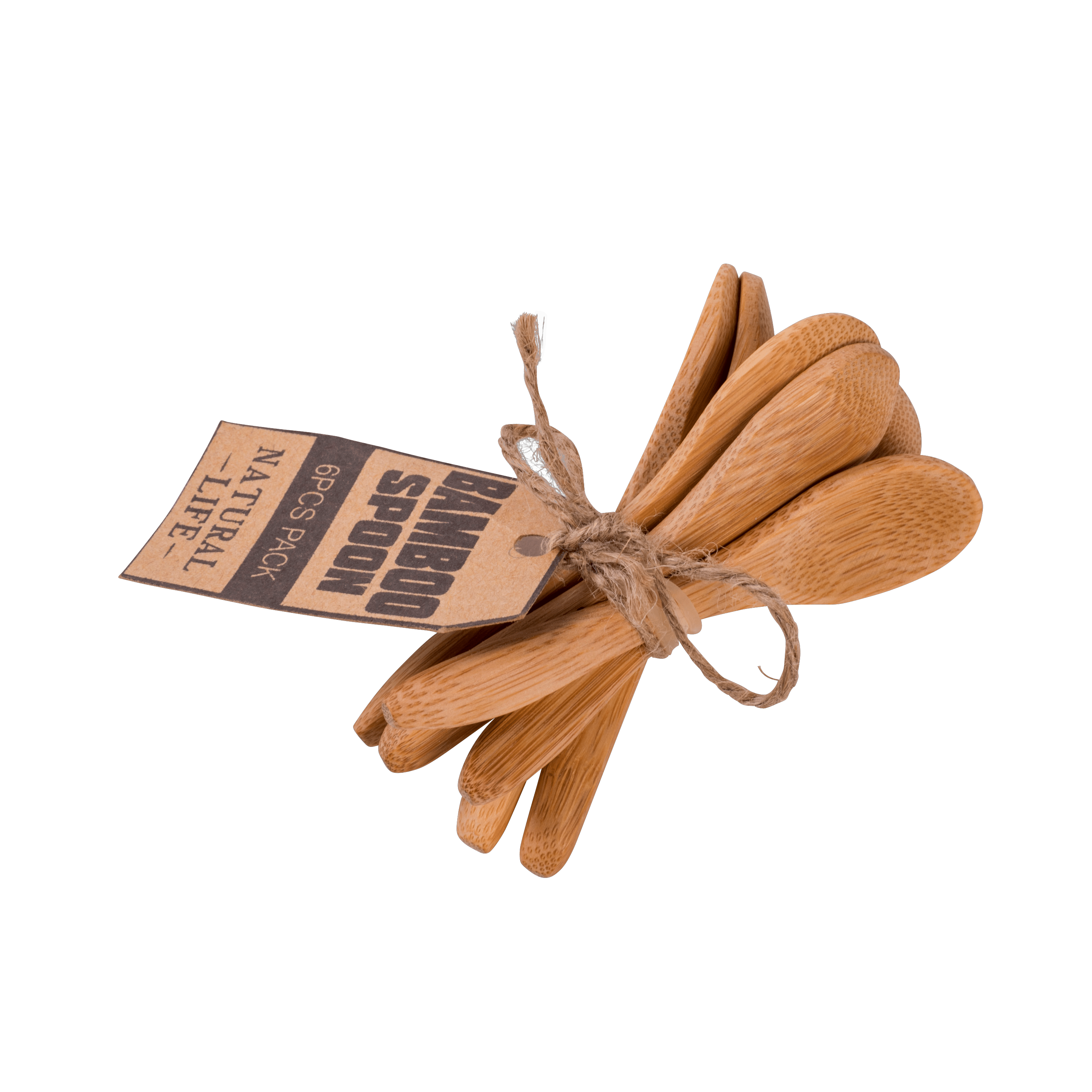 BAMBOO Lepeltjes set van 6 naturelL 9,5 cm