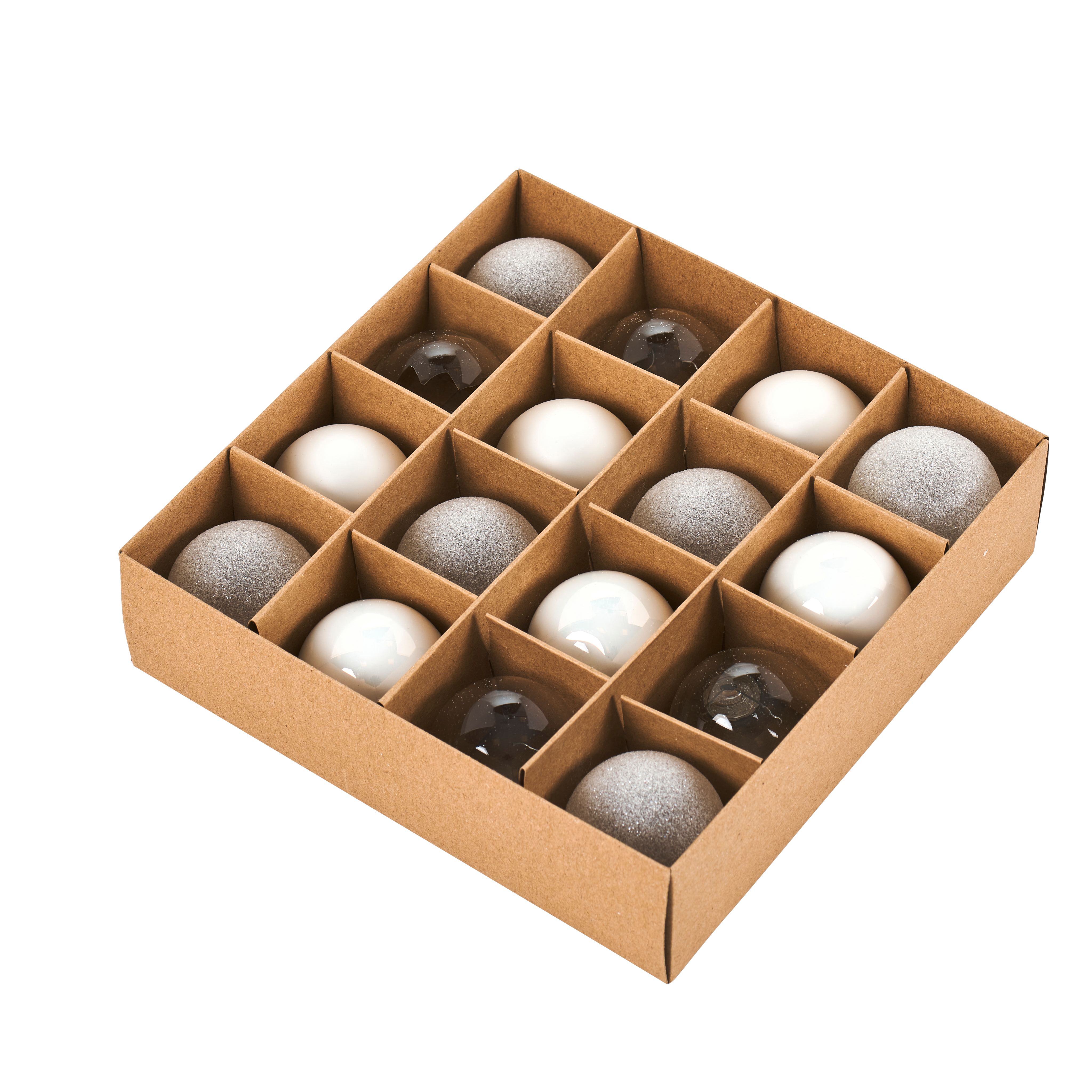 WHITE Kerstbal set van 16 witØ 4 cm
