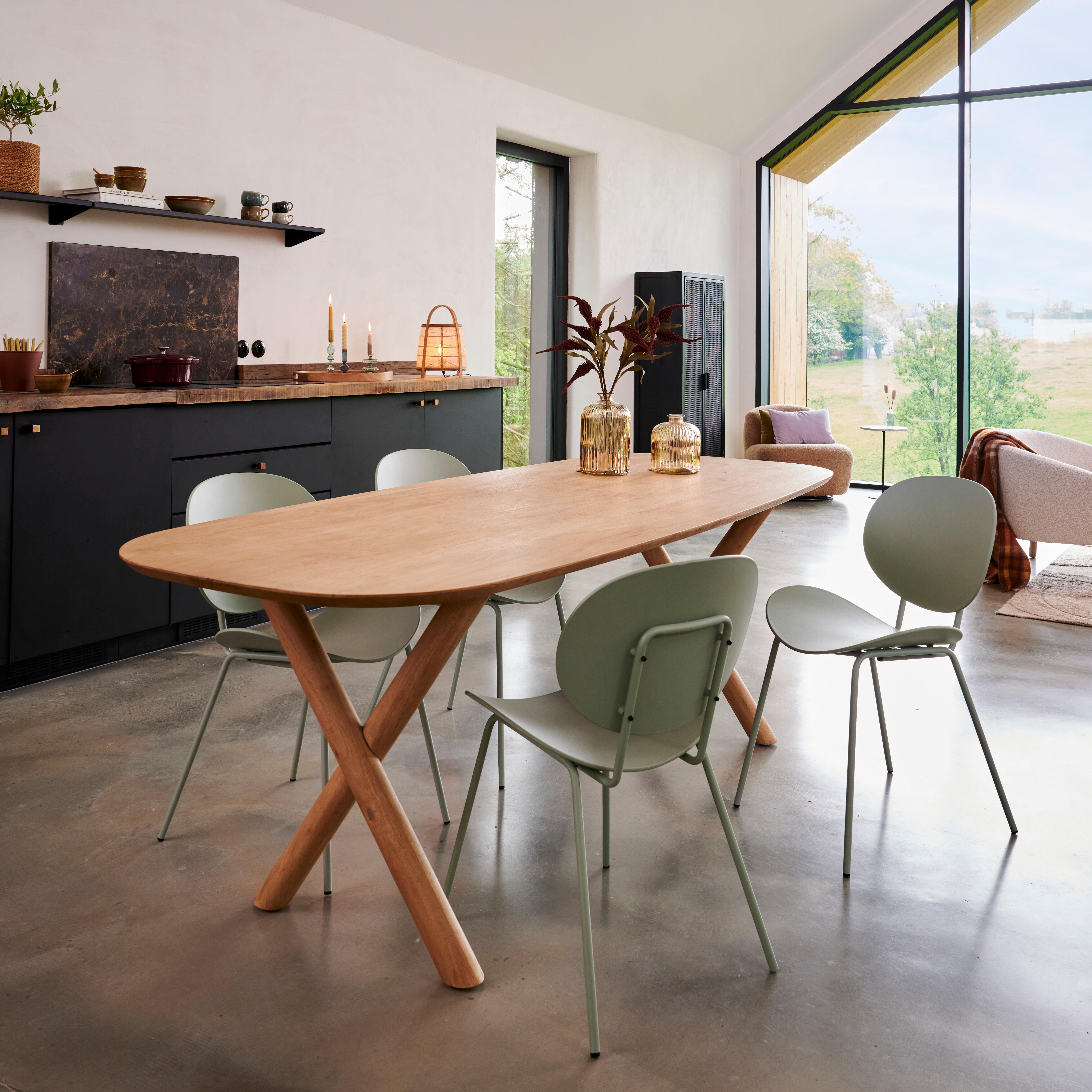 ACACIA Eettafel met X-poten H 90 x L 220 x D 2,5 cm