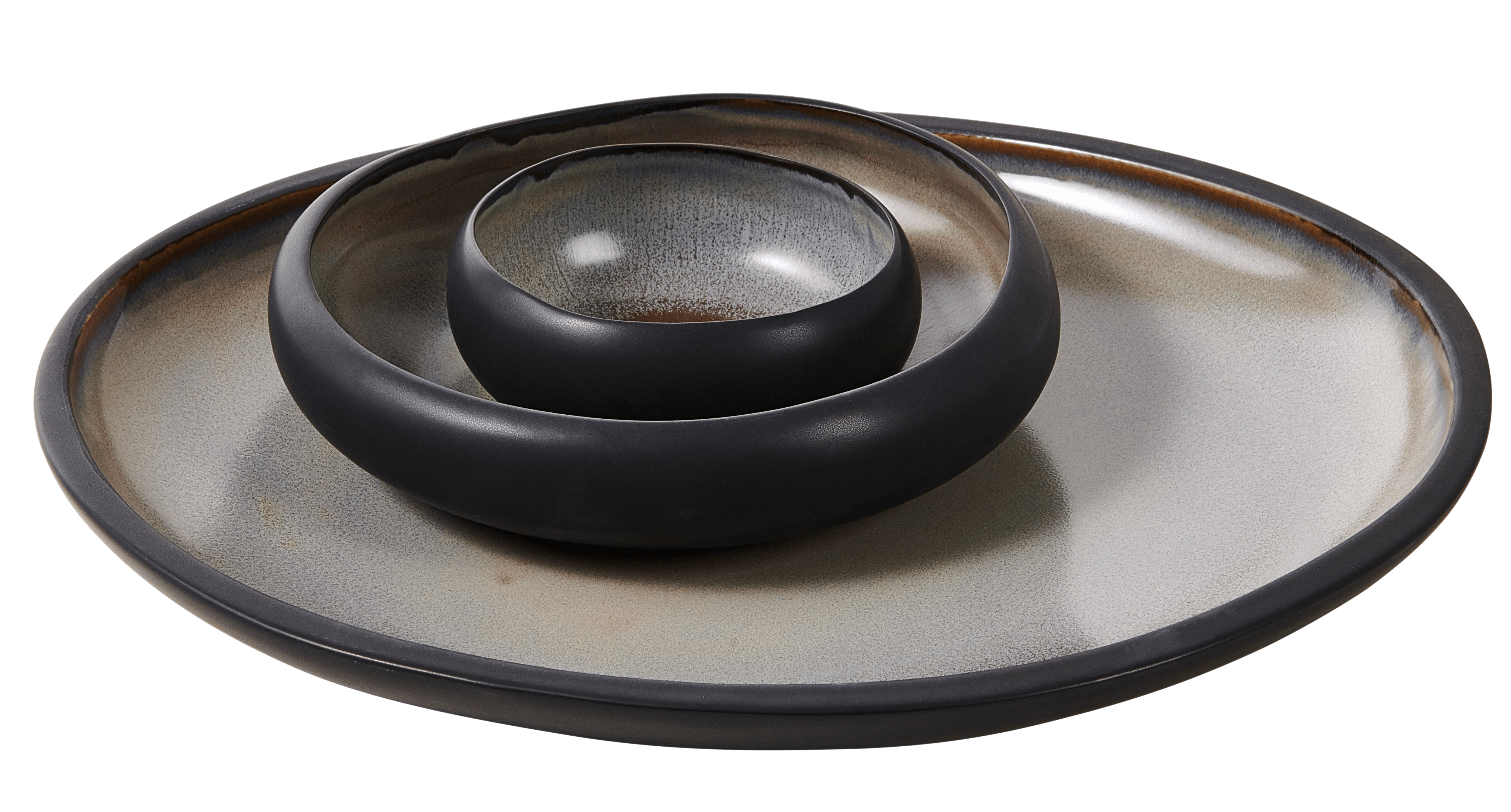 LAVA Bowl 65 CL zwart - set van 4 H 4,5 cm - Ø 20 cm