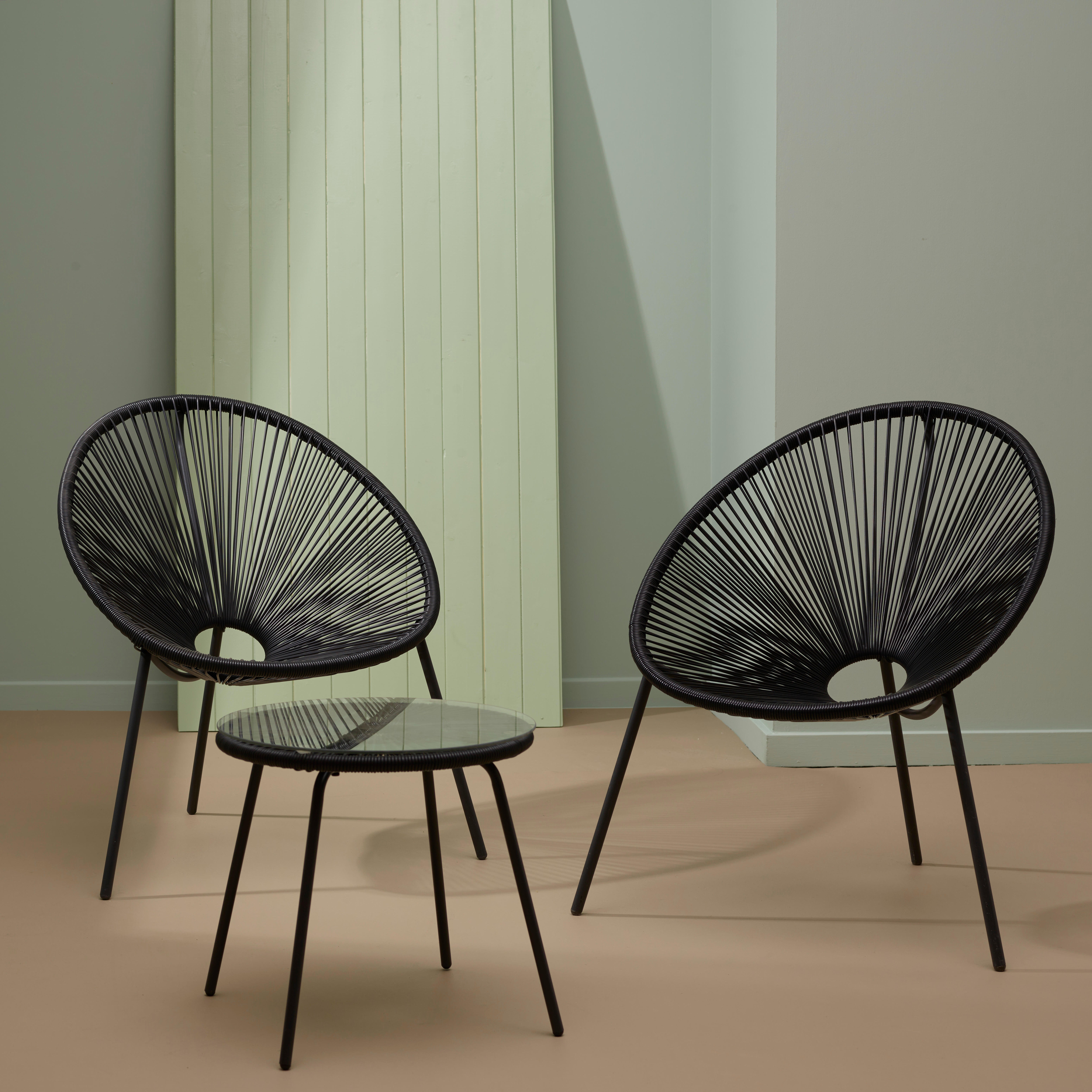 ACAPULCO Loungeset zwart2 Loungestoelen met loungetafel - CASA