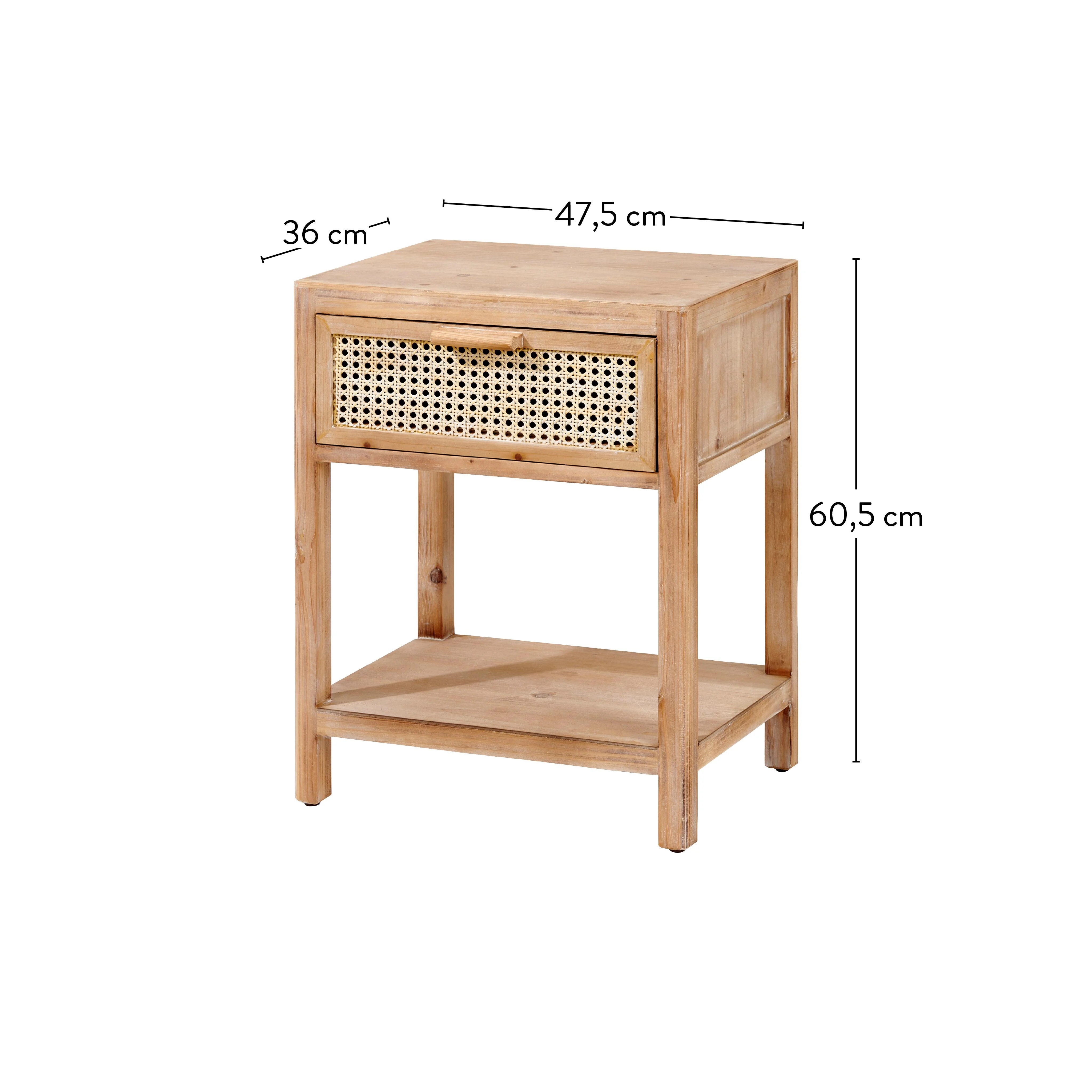 WEBSTER Nachtkast naturelH 60,5 x B 47,5 x D 36 cm