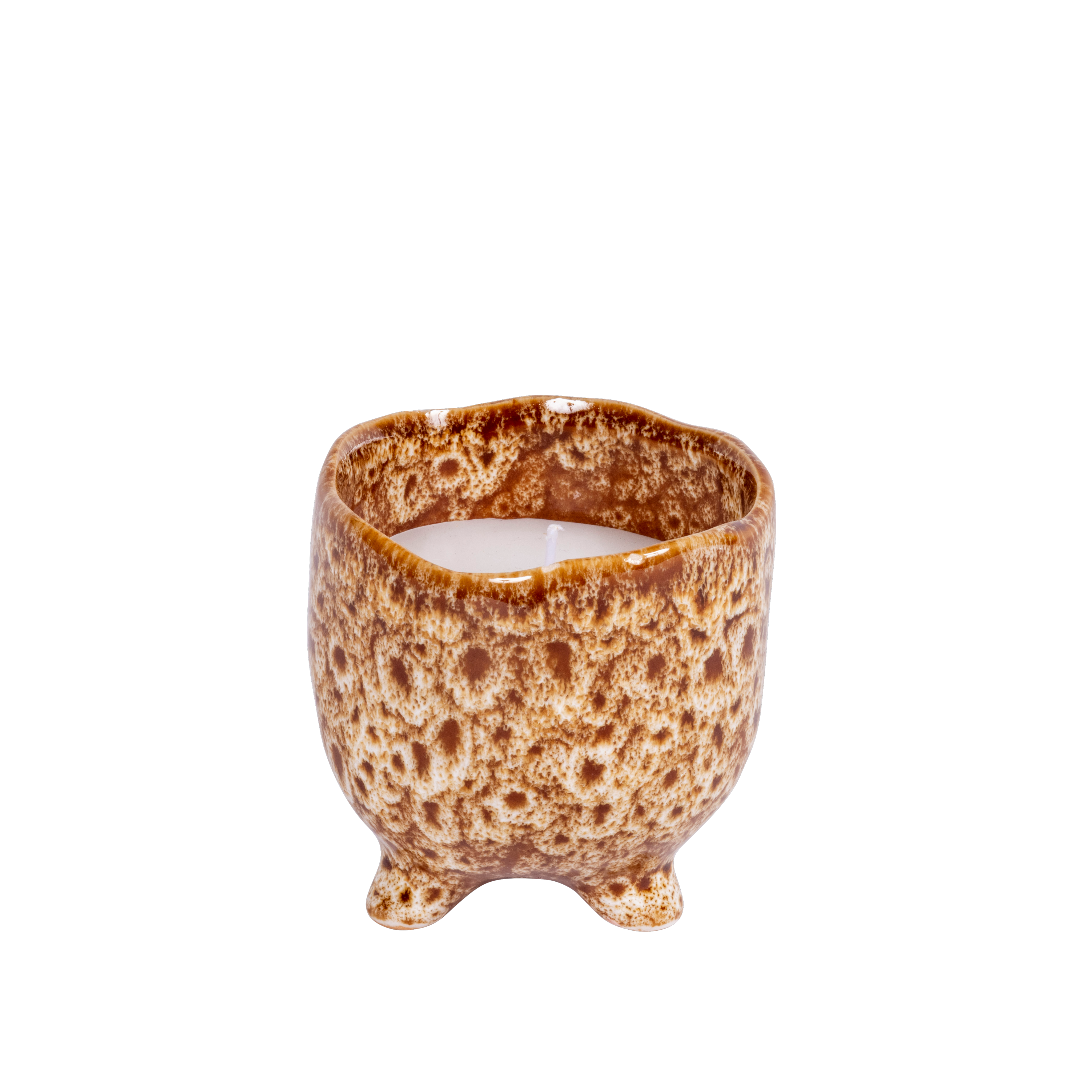 CERAMIC Kaars in pot bruinH 8 cm - Ø 8 cm