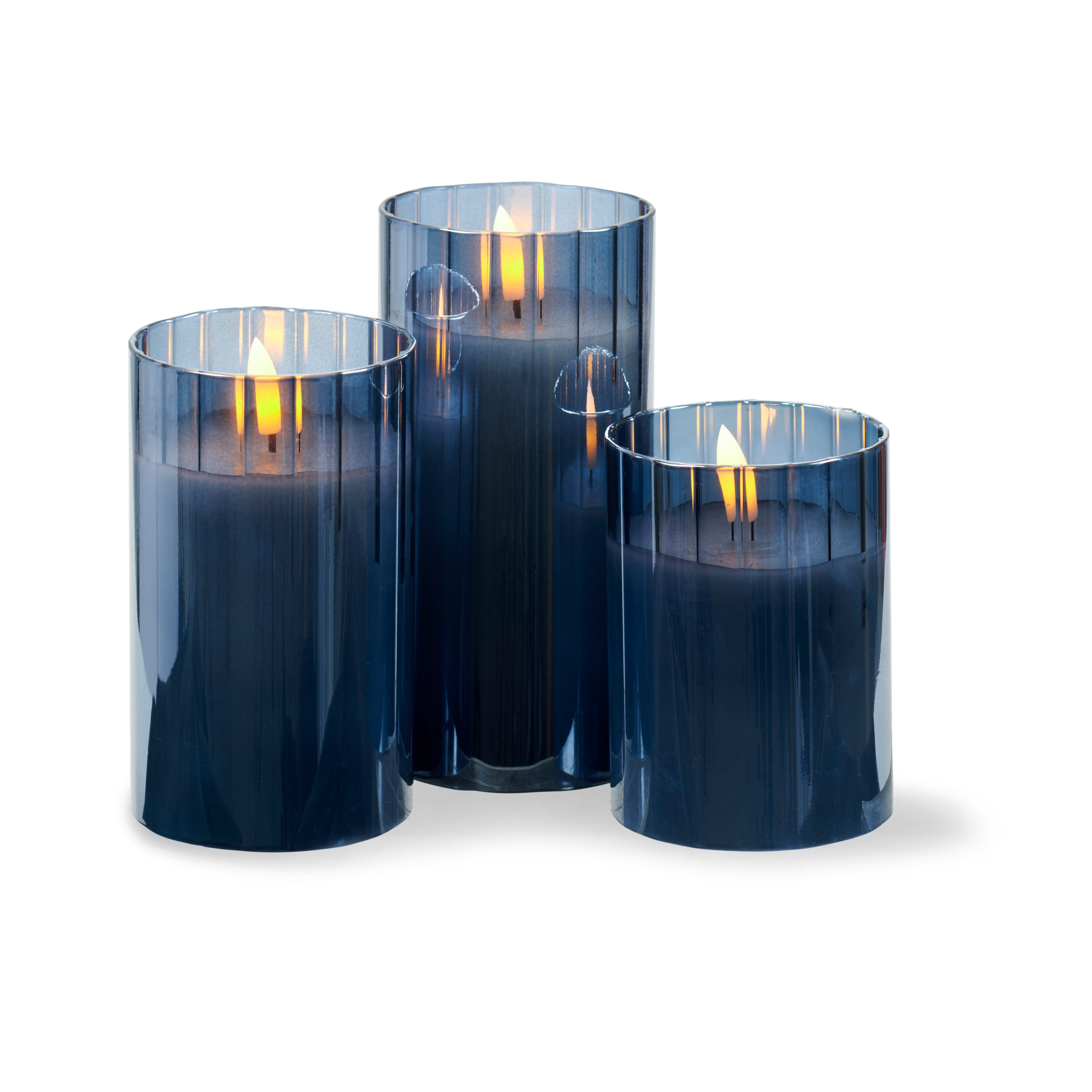LED Ledkaars donkerblauwH 15 cm - Ø 7,5 cm