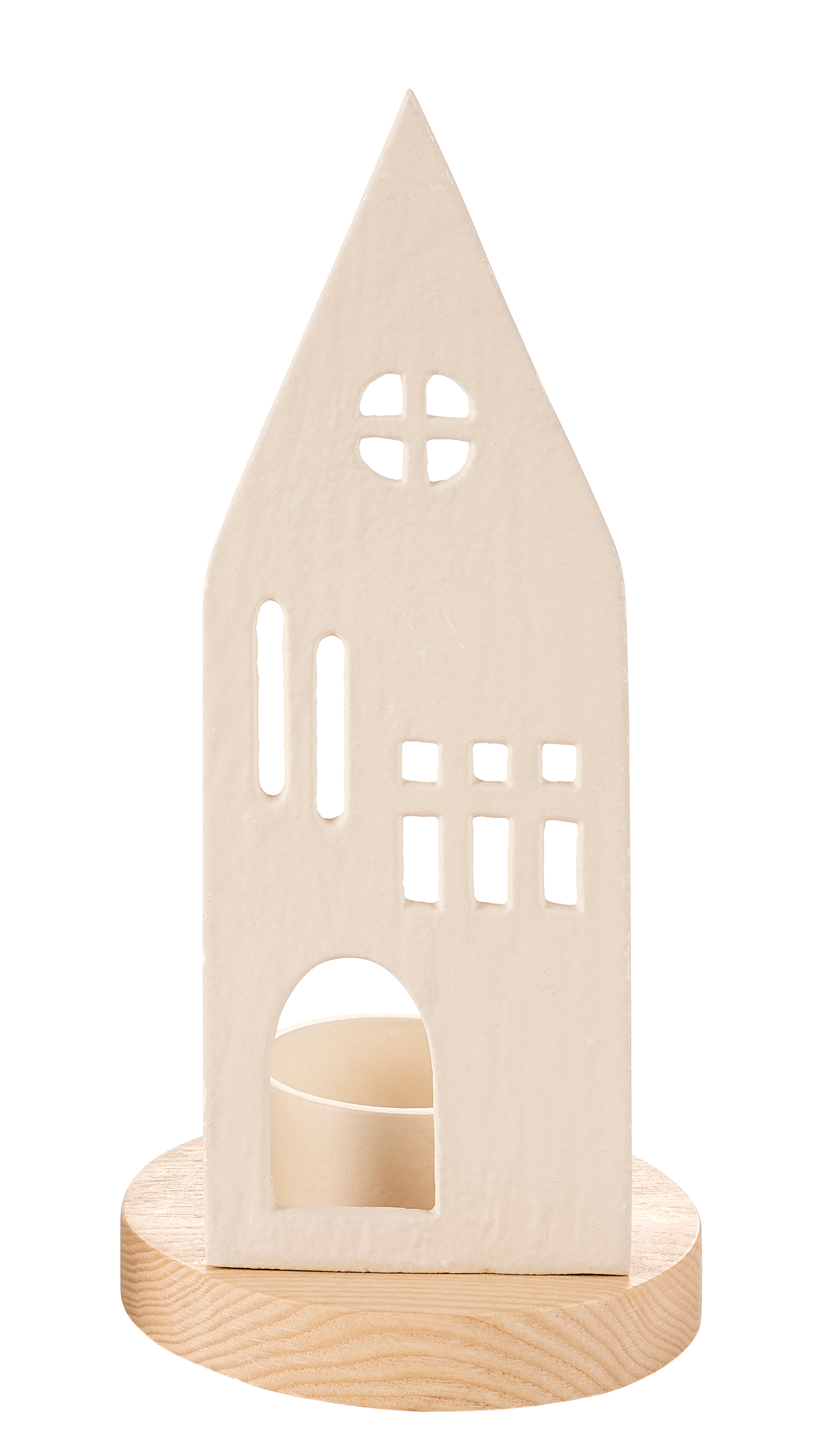 HOME Theelichthouder wit, naturelH 19,5 cm - Ø 9,5 cm