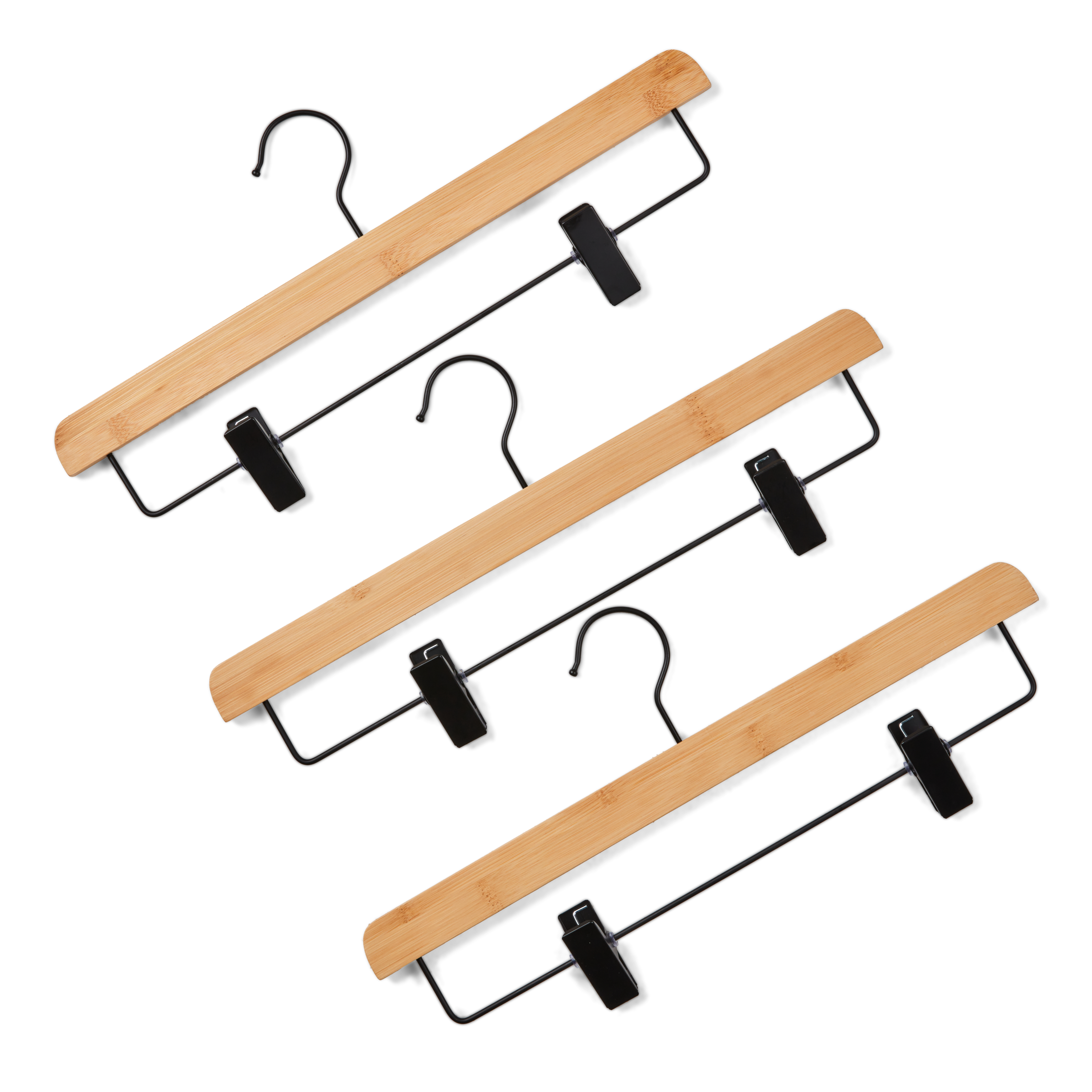 CLIP WOOD Kleerhangers met clips zwart zwart, naturelH 15,5 x B 36,5 cm